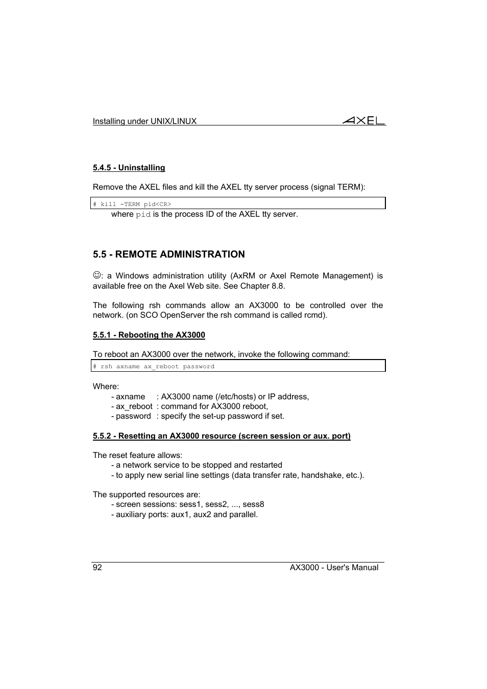 Axel AX3000 65 User's Manual User Manual | Page 104 / 276
