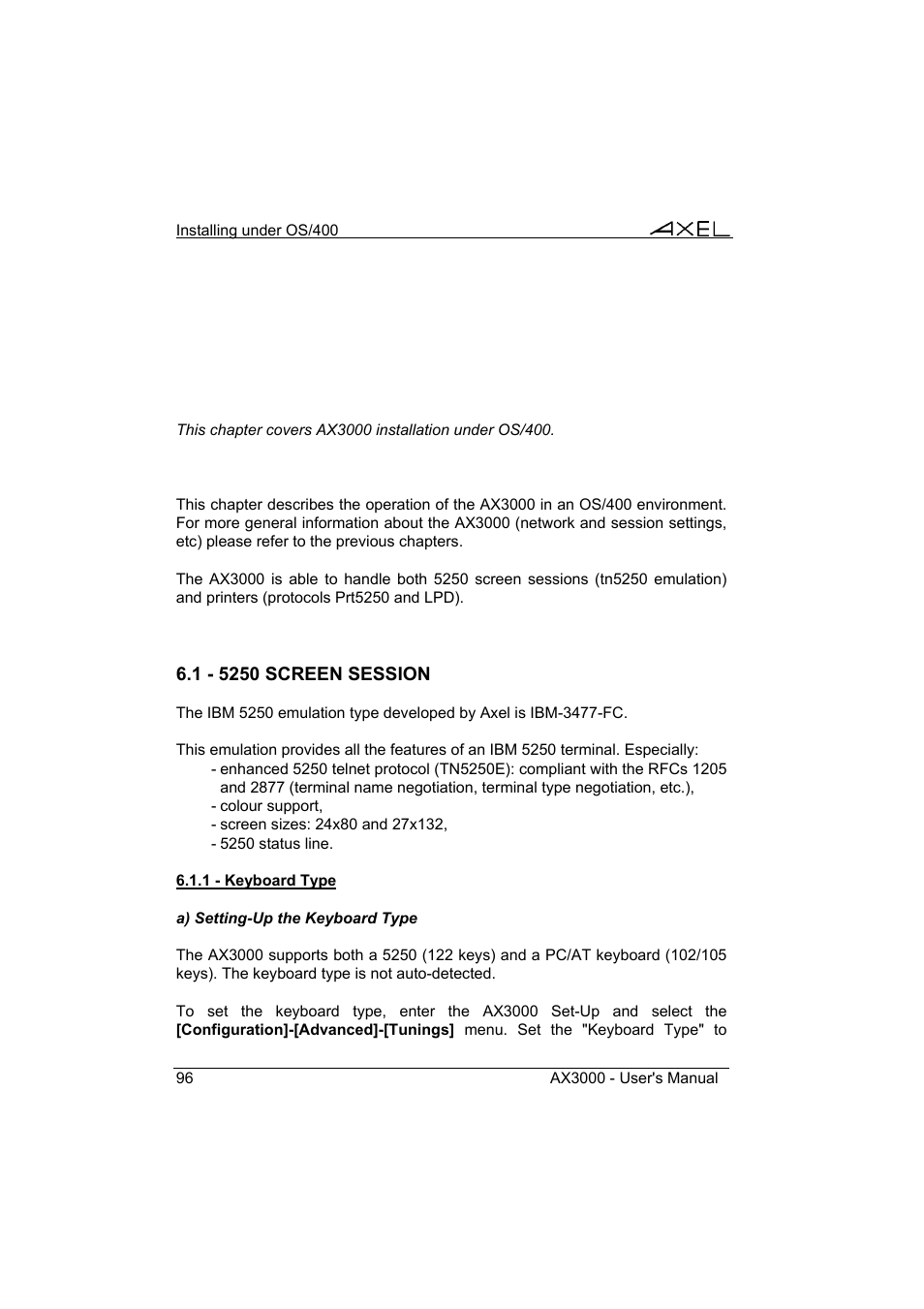 Axel AX3000 65 User's Manual User Manual | Page 108 / 276