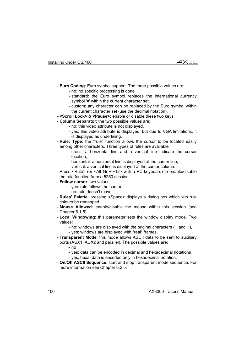 Axel AX3000 65 User's Manual User Manual | Page 112 / 276