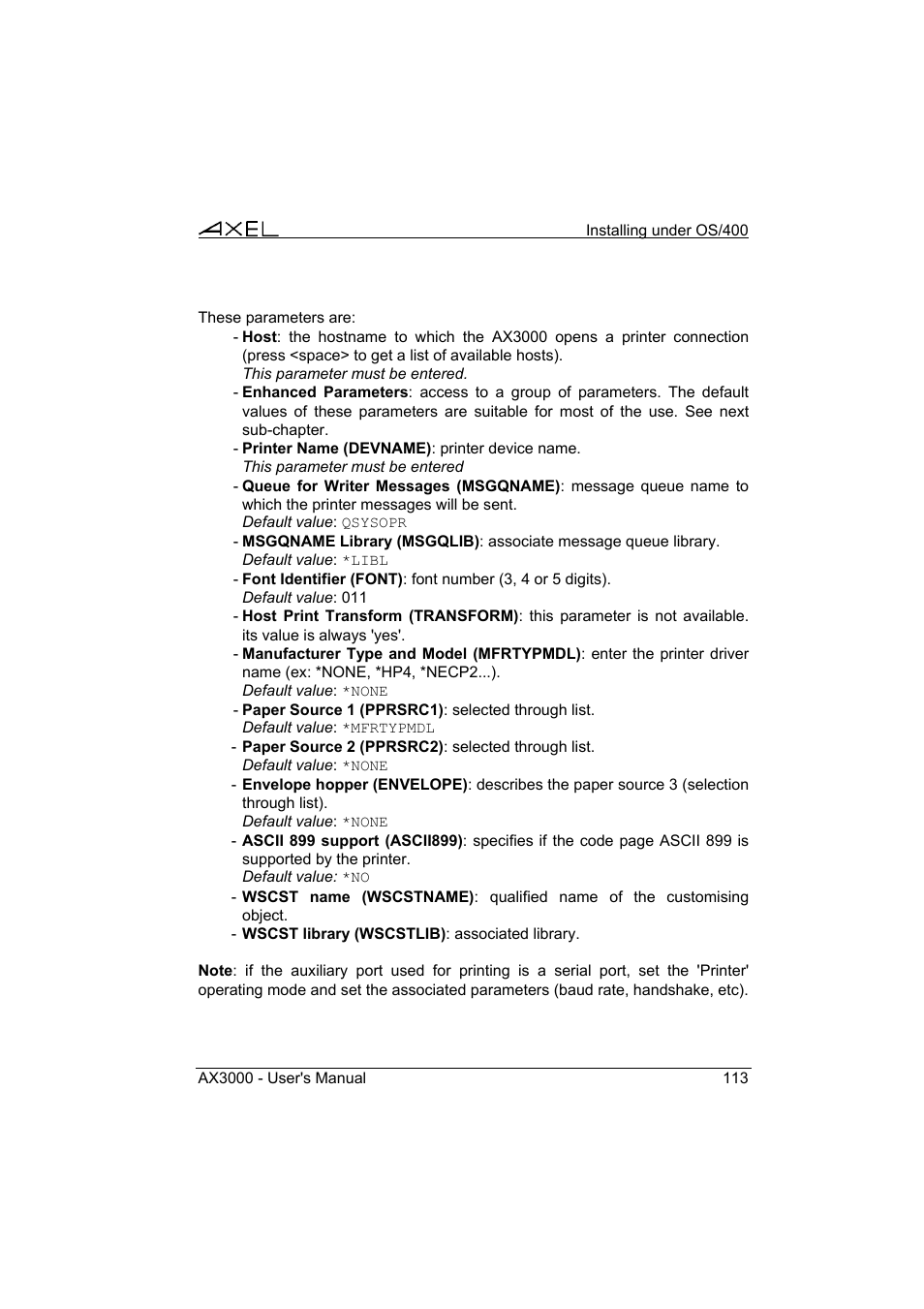 Axel AX3000 65 User's Manual User Manual | Page 125 / 276