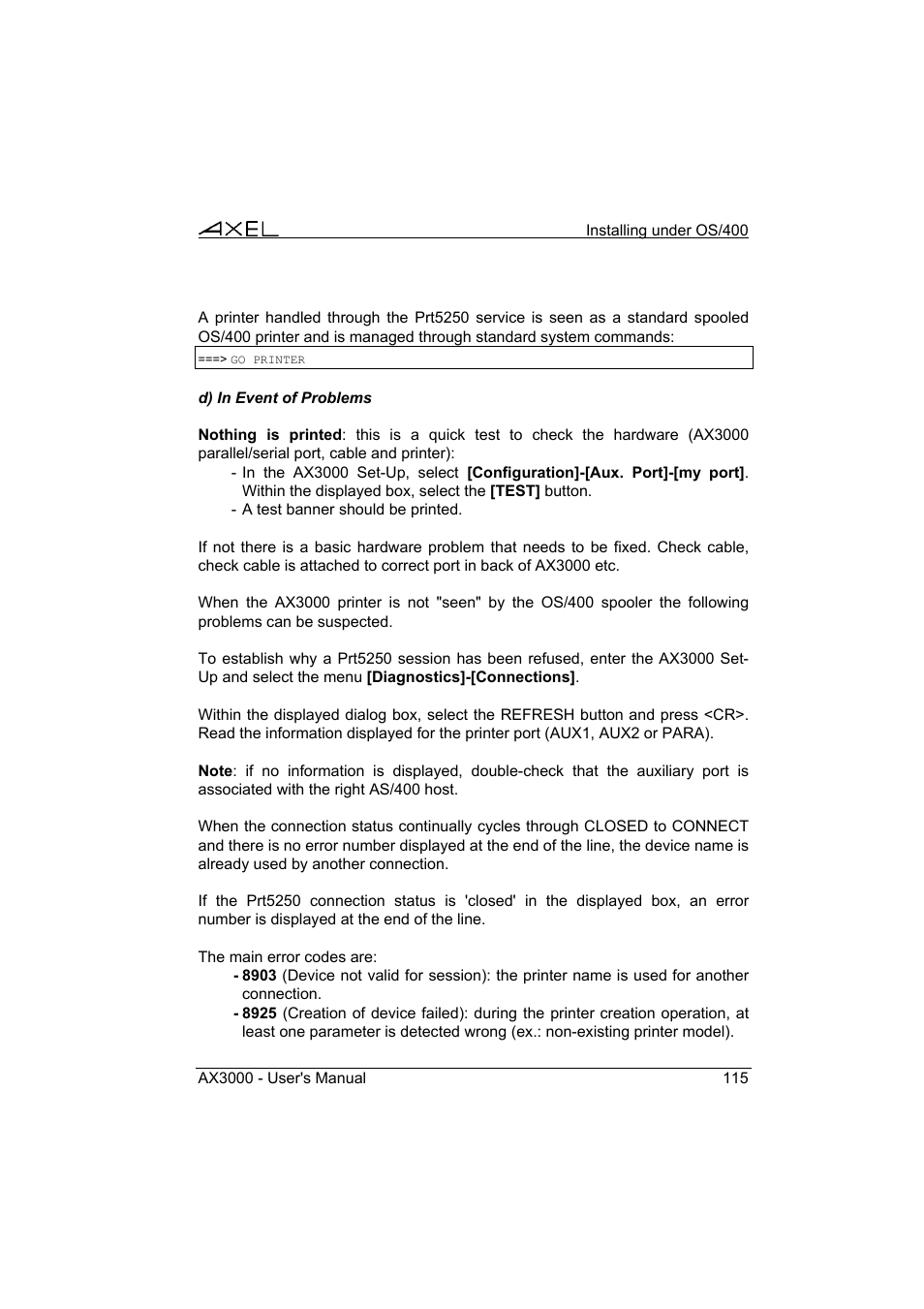 Axel AX3000 65 User's Manual User Manual | Page 127 / 276