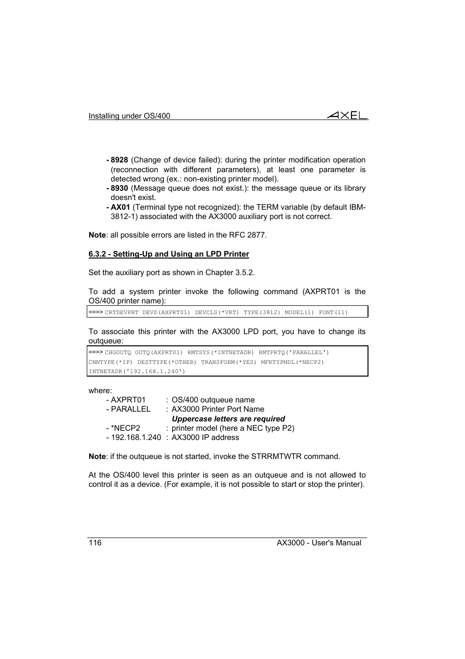Axel AX3000 65 User's Manual User Manual | Page 128 / 276