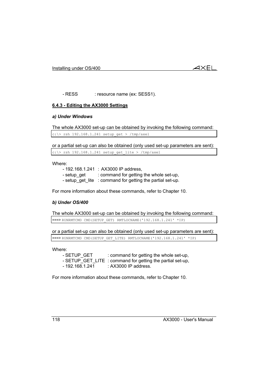 Axel AX3000 65 User's Manual User Manual | Page 130 / 276