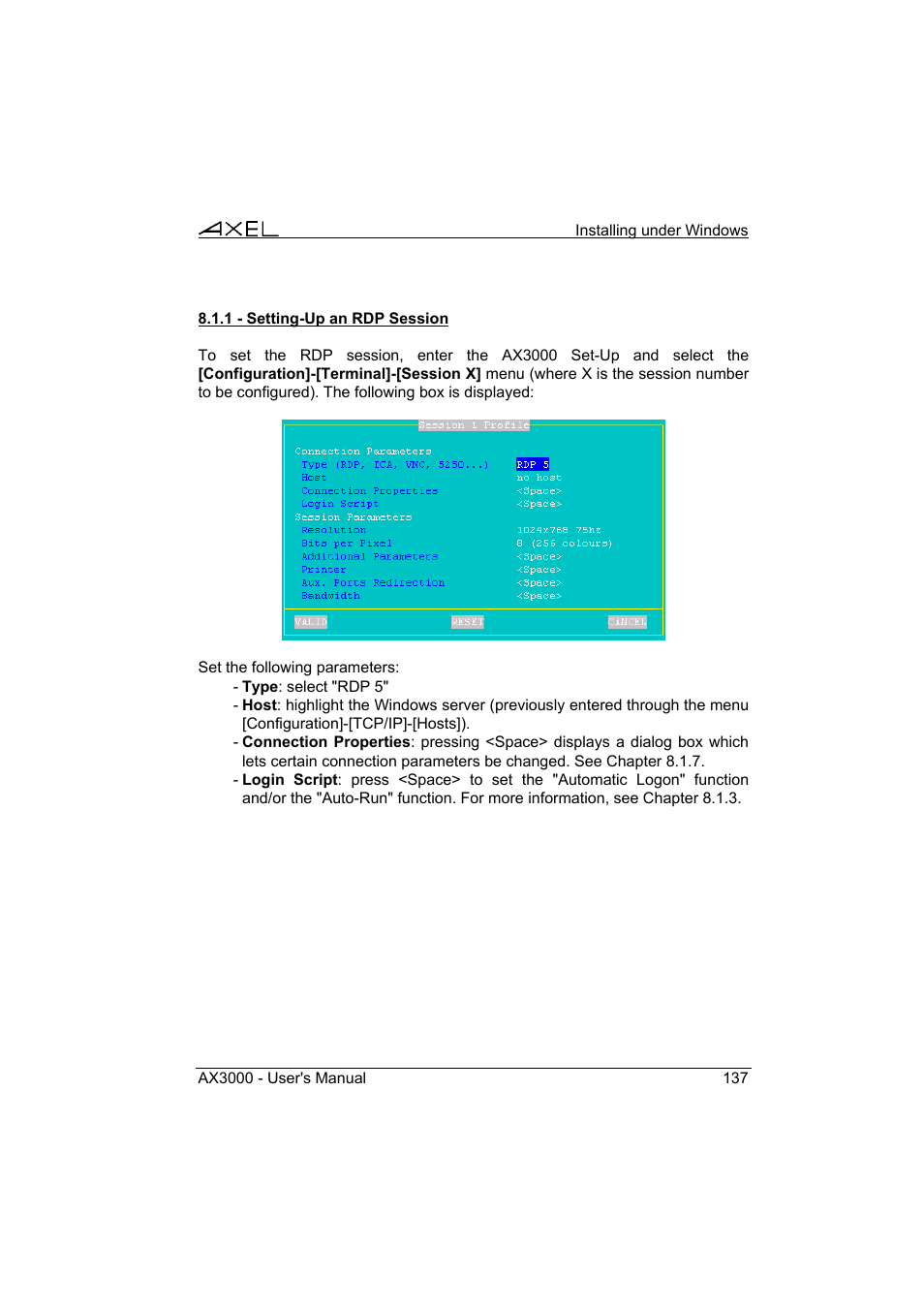 Axel AX3000 65 User's Manual User Manual | Page 149 / 276