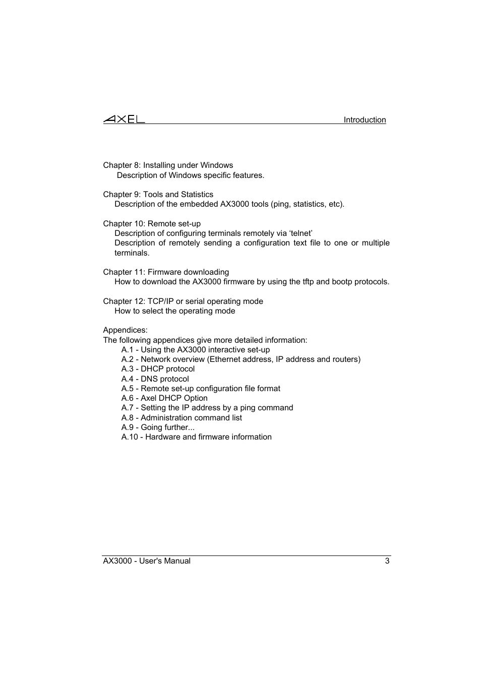Axel AX3000 65 User's Manual User Manual | Page 15 / 276
