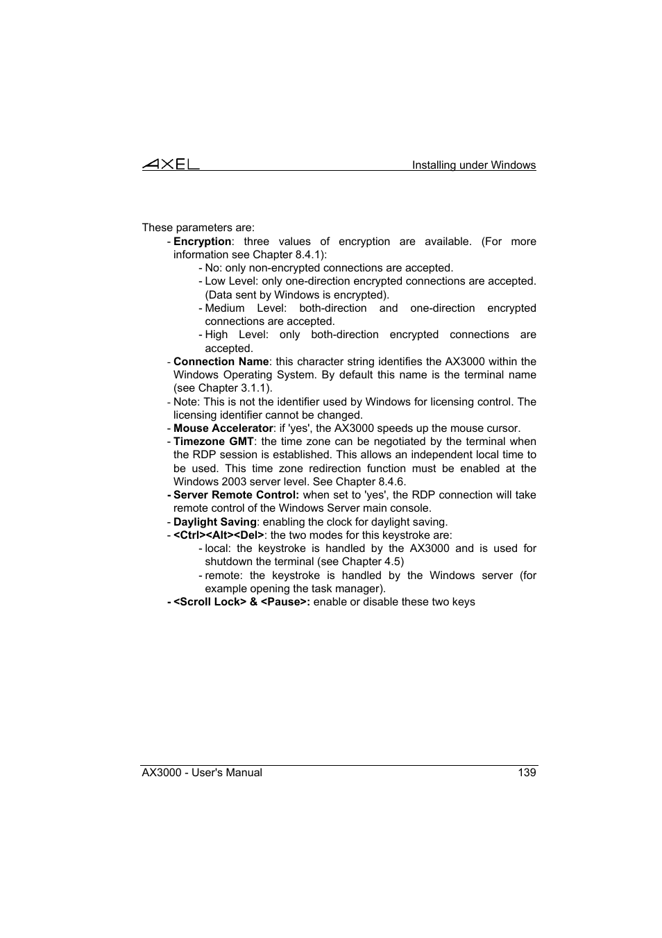 Axel AX3000 65 User's Manual User Manual | Page 151 / 276
