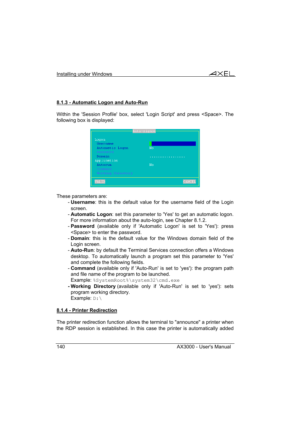 Axel AX3000 65 User's Manual User Manual | Page 152 / 276