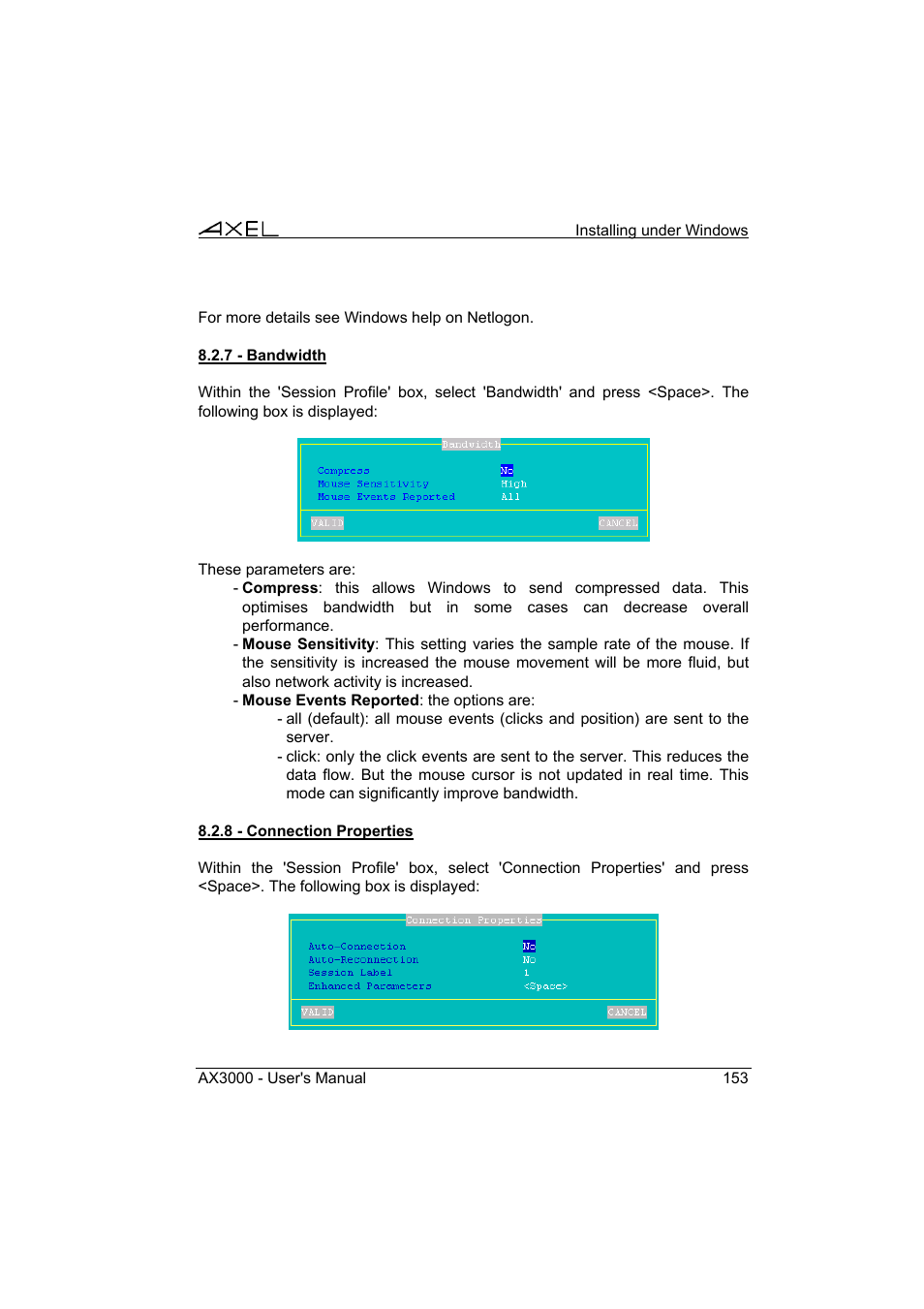 Axel AX3000 65 User's Manual User Manual | Page 165 / 276