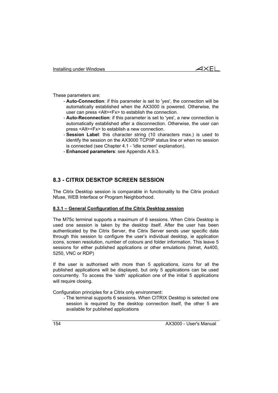 Axel AX3000 65 User's Manual User Manual | Page 166 / 276