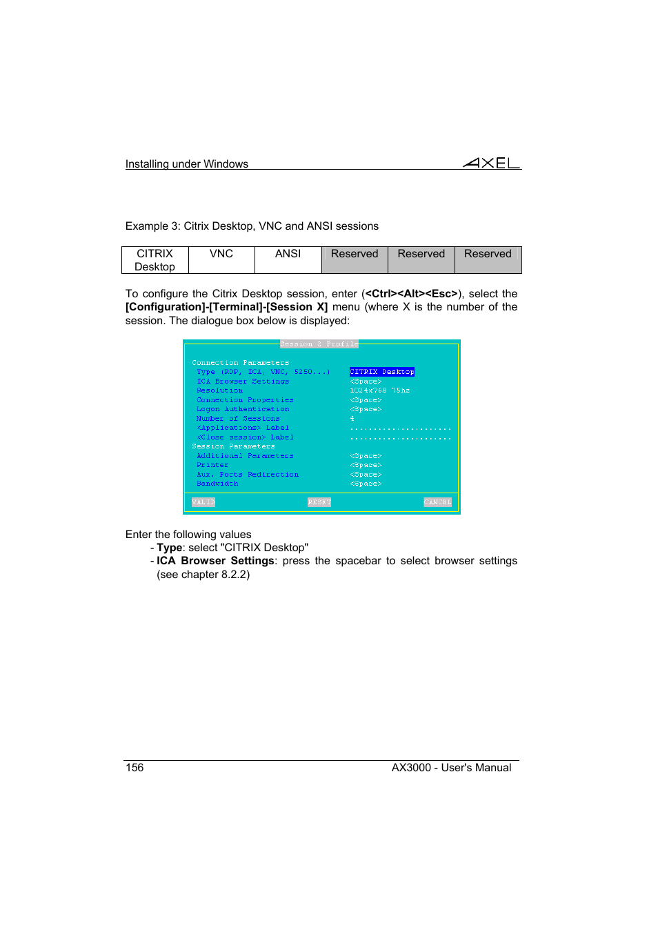 Axel AX3000 65 User's Manual User Manual | Page 168 / 276