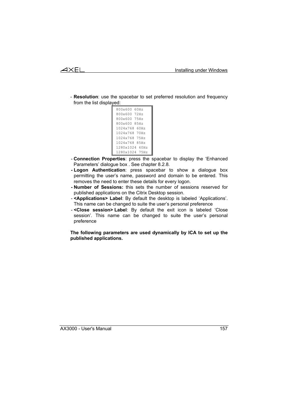 Axel AX3000 65 User's Manual User Manual | Page 169 / 276