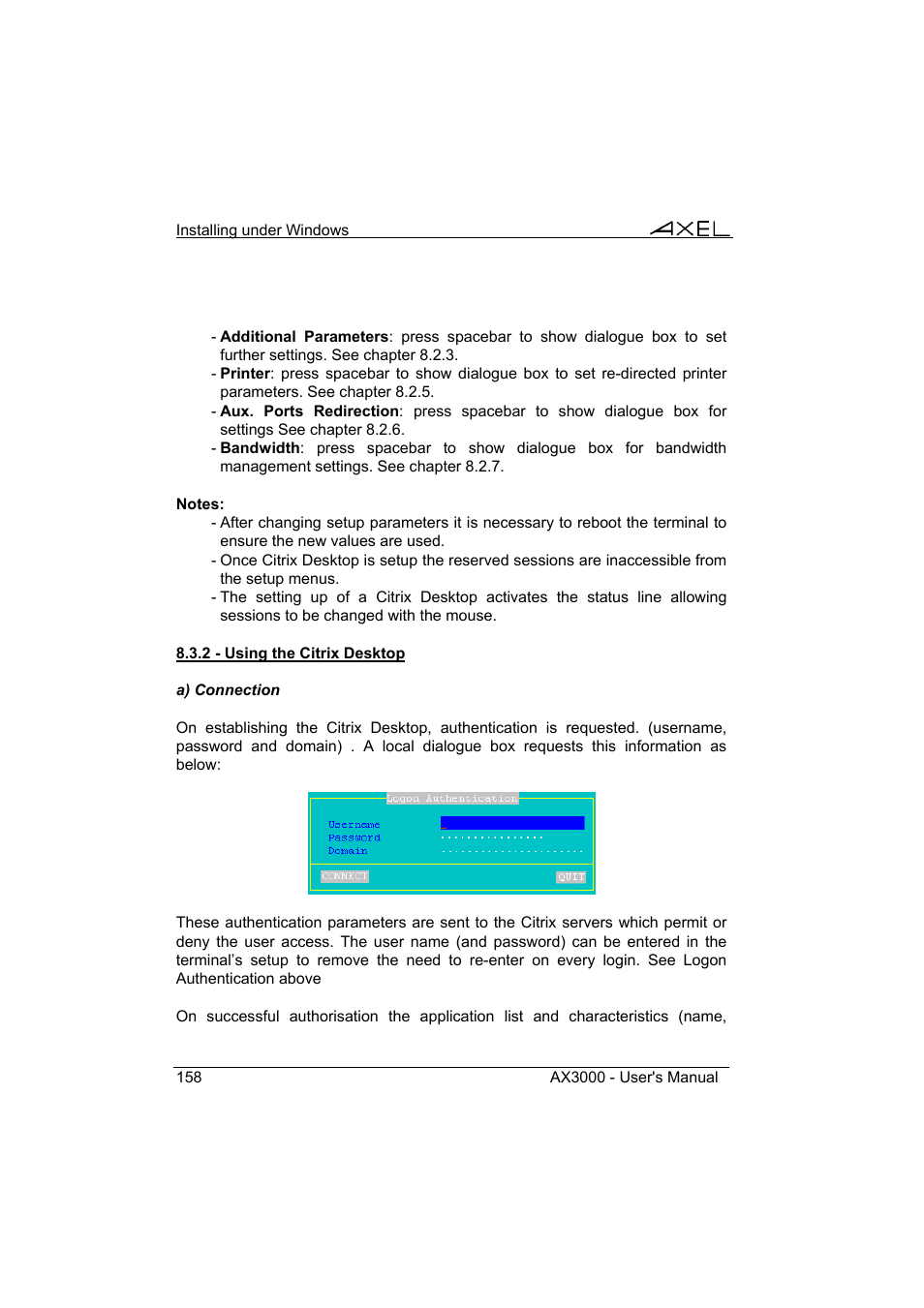 Axel AX3000 65 User's Manual User Manual | Page 170 / 276