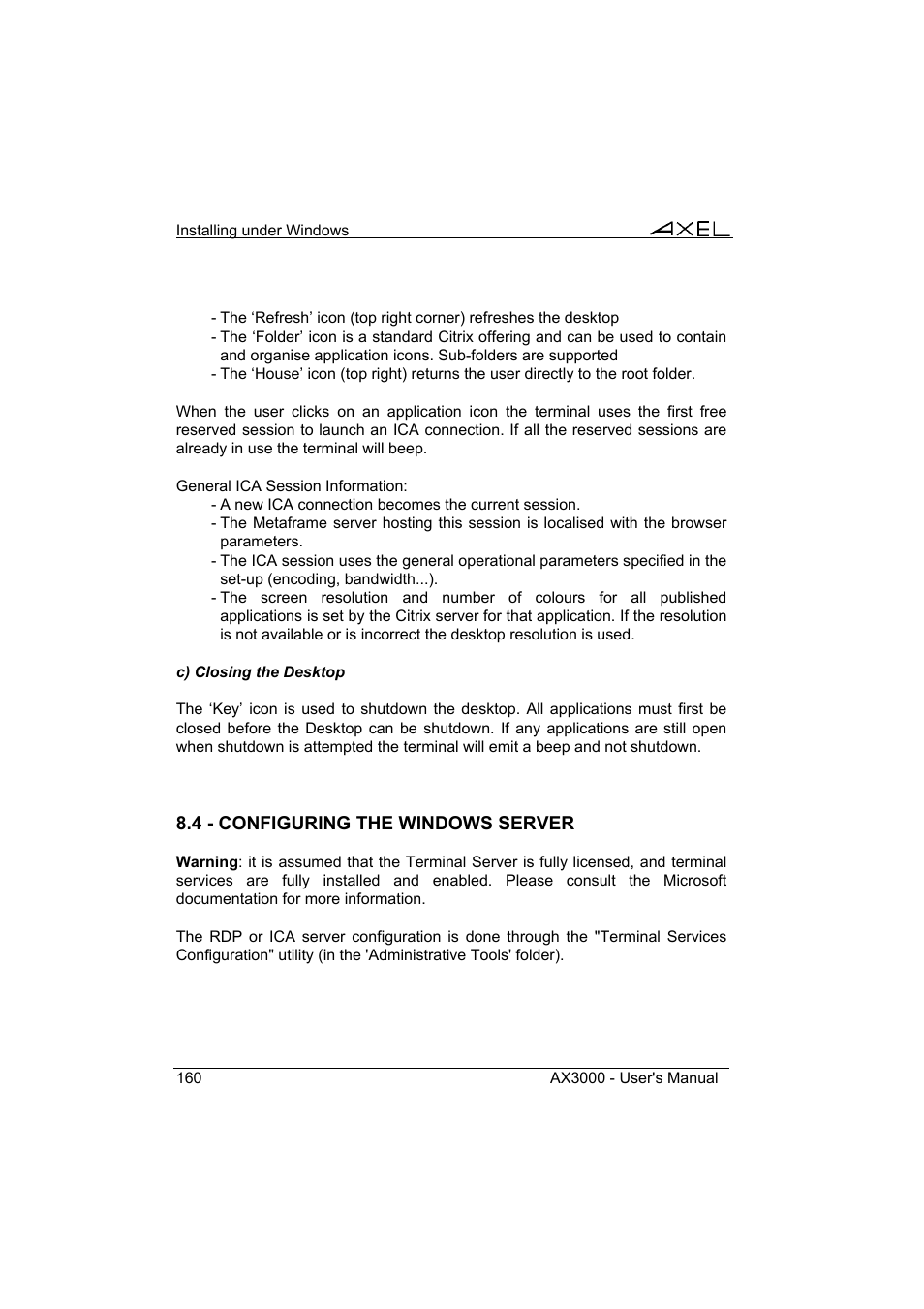 Axel AX3000 65 User's Manual User Manual | Page 172 / 276