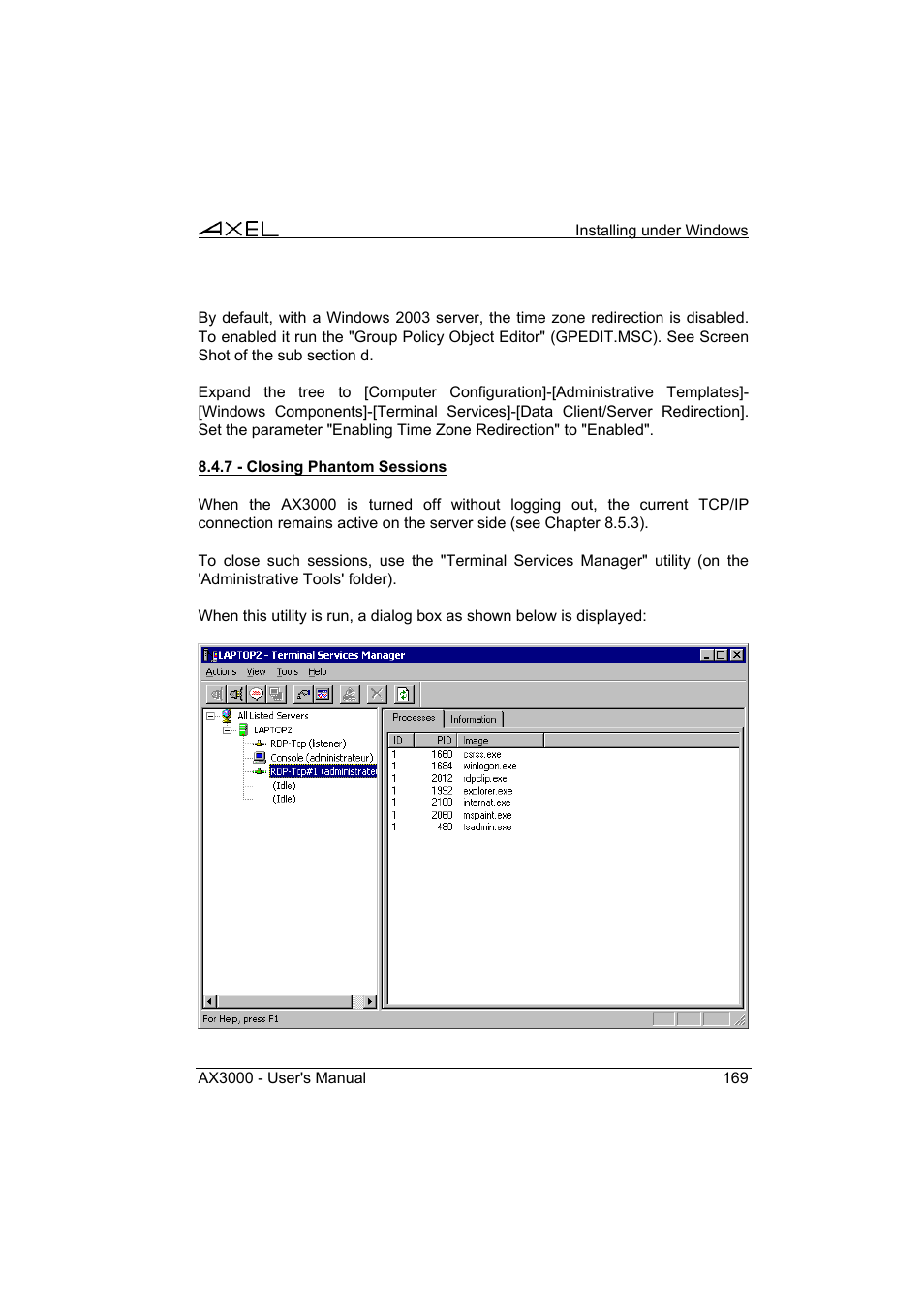 Axel AX3000 65 User's Manual User Manual | Page 181 / 276