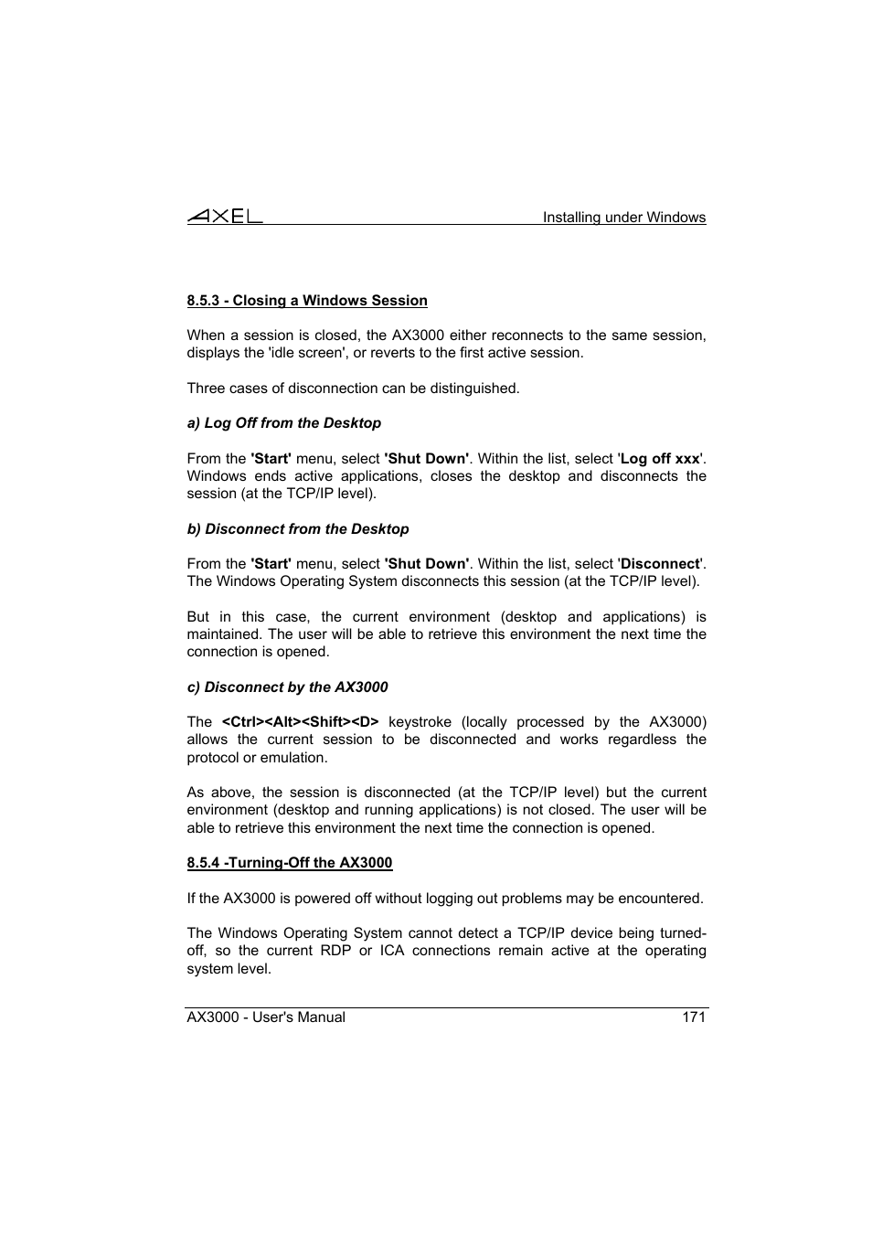 Axel AX3000 65 User's Manual User Manual | Page 183 / 276