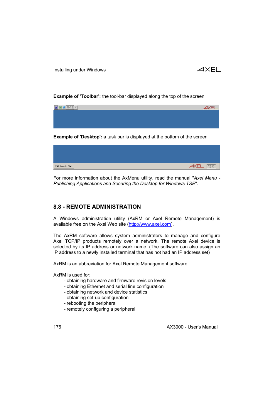 Axel AX3000 65 User's Manual User Manual | Page 188 / 276