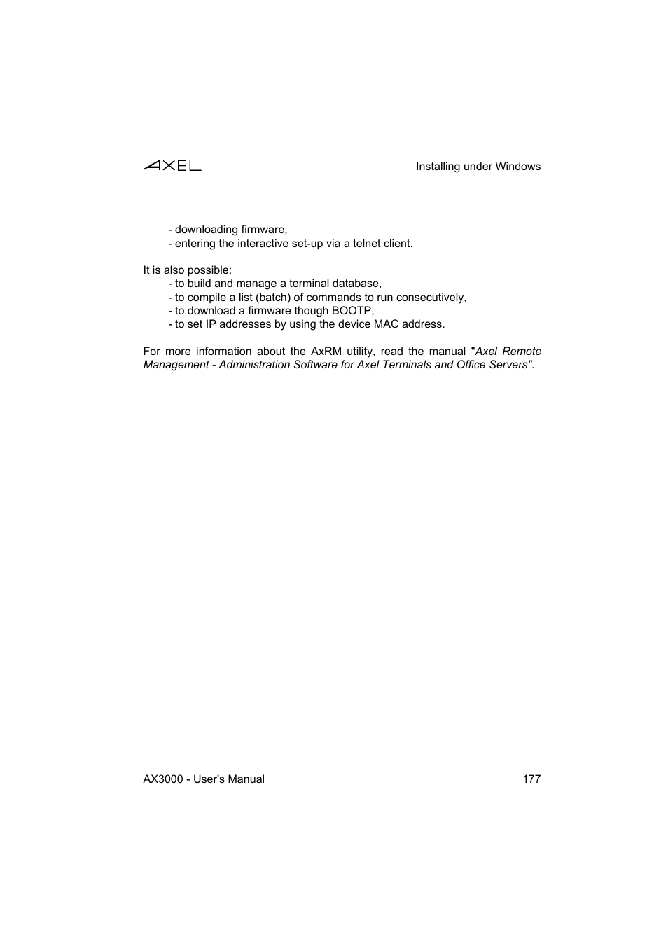 Axel AX3000 65 User's Manual User Manual | Page 189 / 276