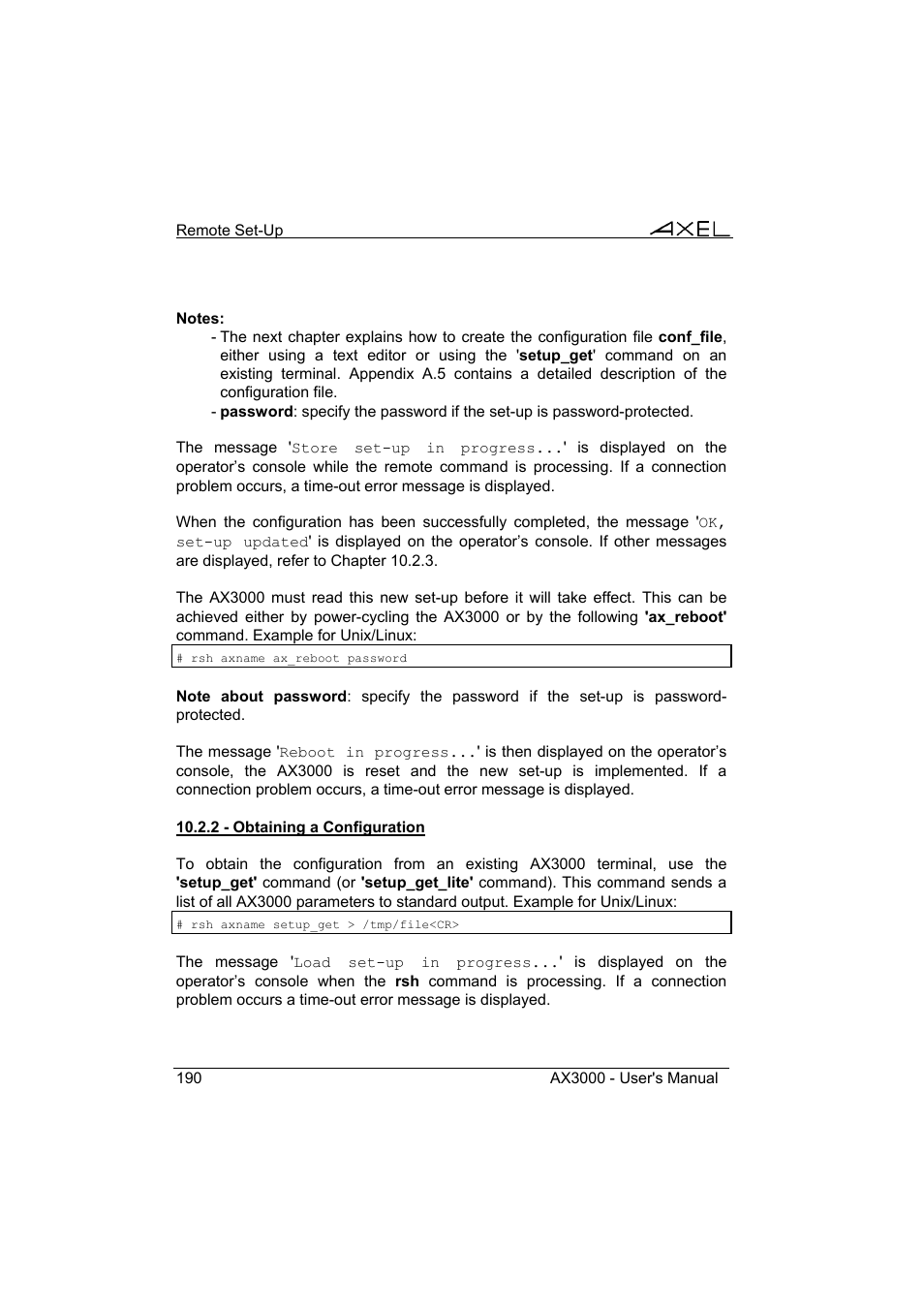 Axel AX3000 65 User's Manual User Manual | Page 202 / 276