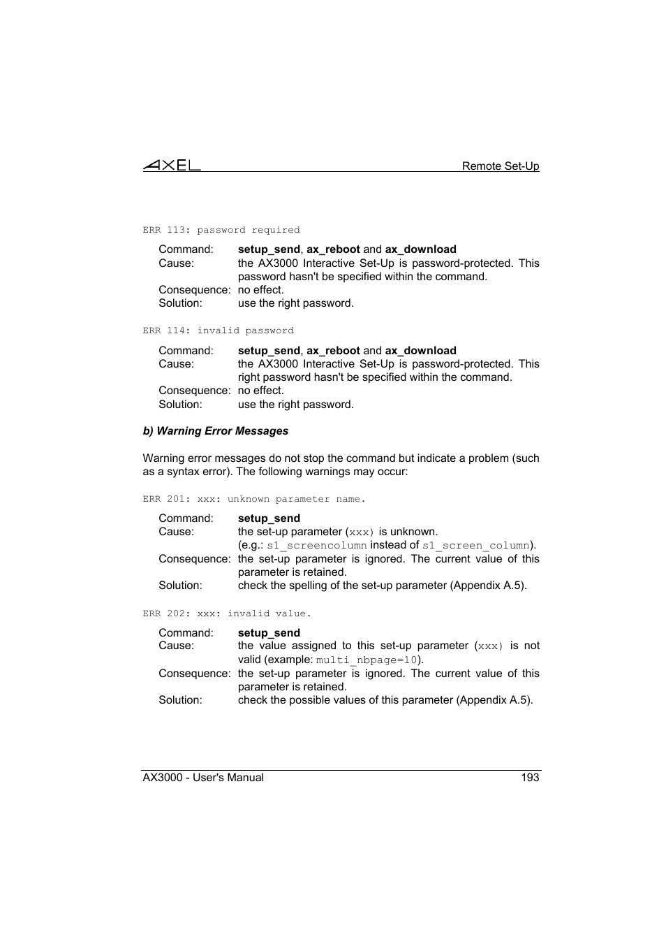 Axel AX3000 65 User's Manual User Manual | Page 205 / 276