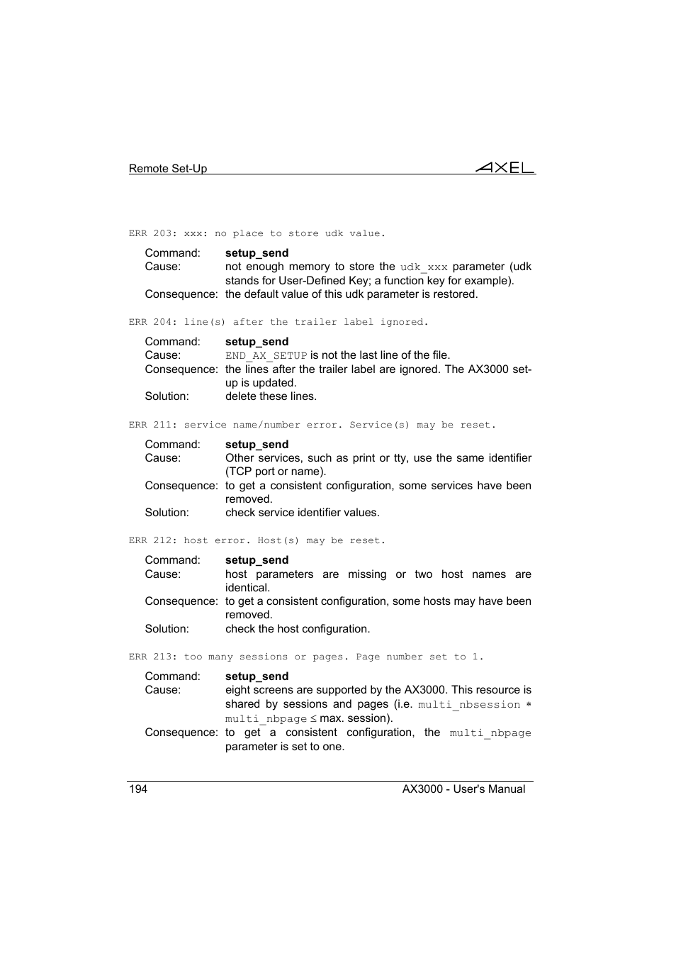 Axel AX3000 65 User's Manual User Manual | Page 206 / 276