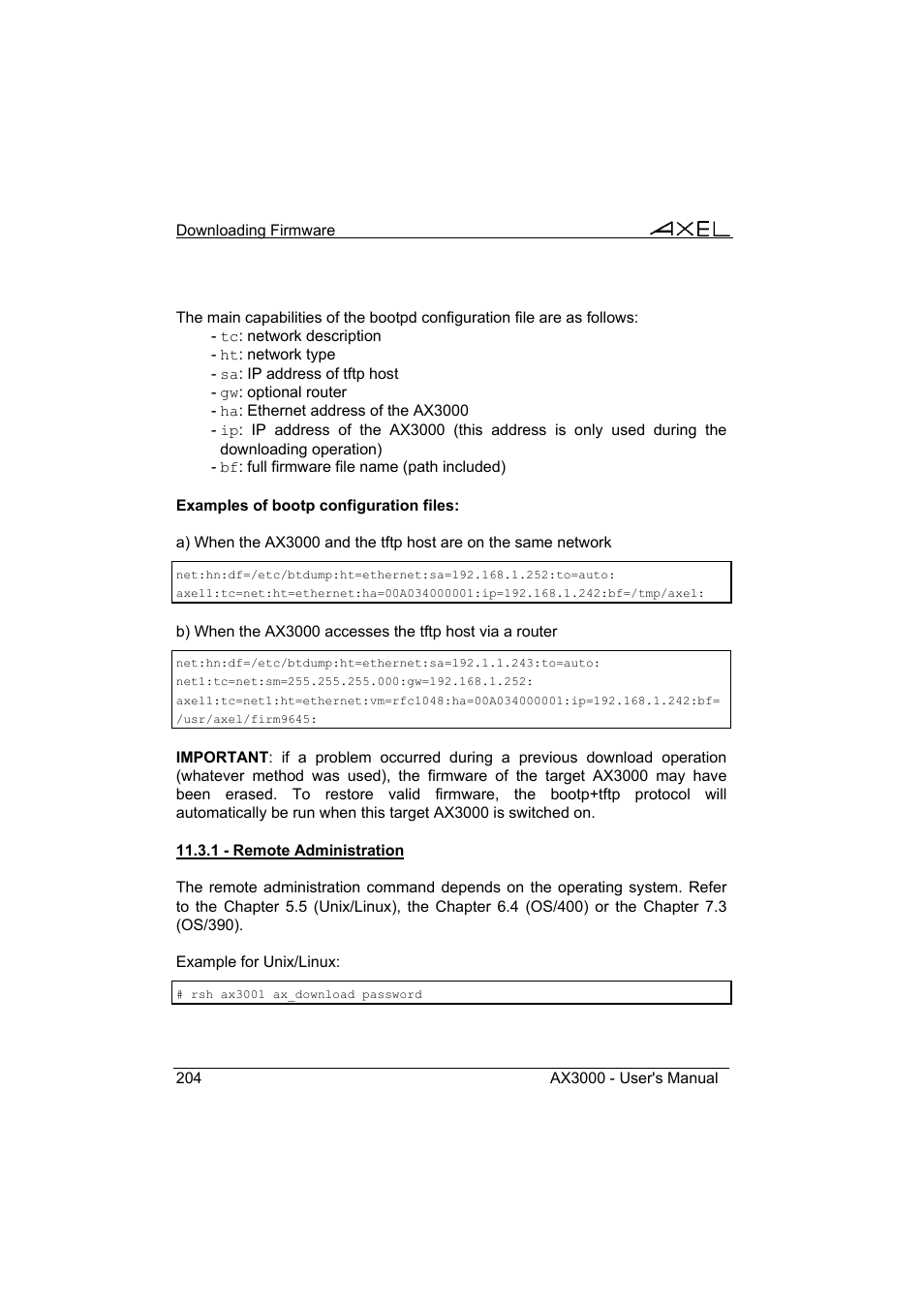 Axel AX3000 65 User's Manual User Manual | Page 216 / 276