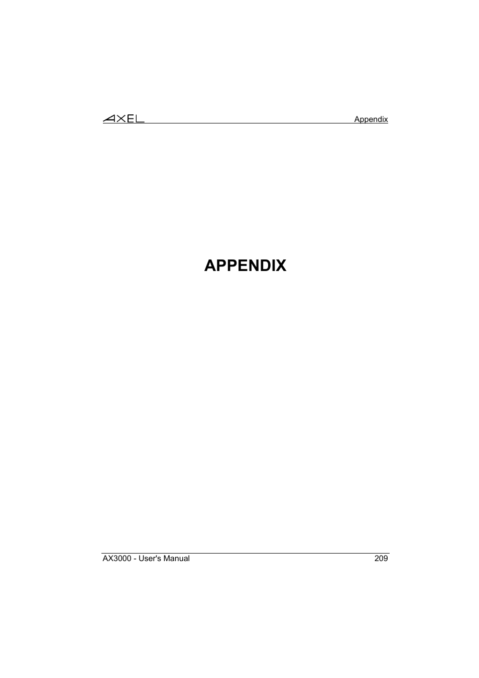 Appendix | Axel AX3000 65 User's Manual User Manual | Page 221 / 276