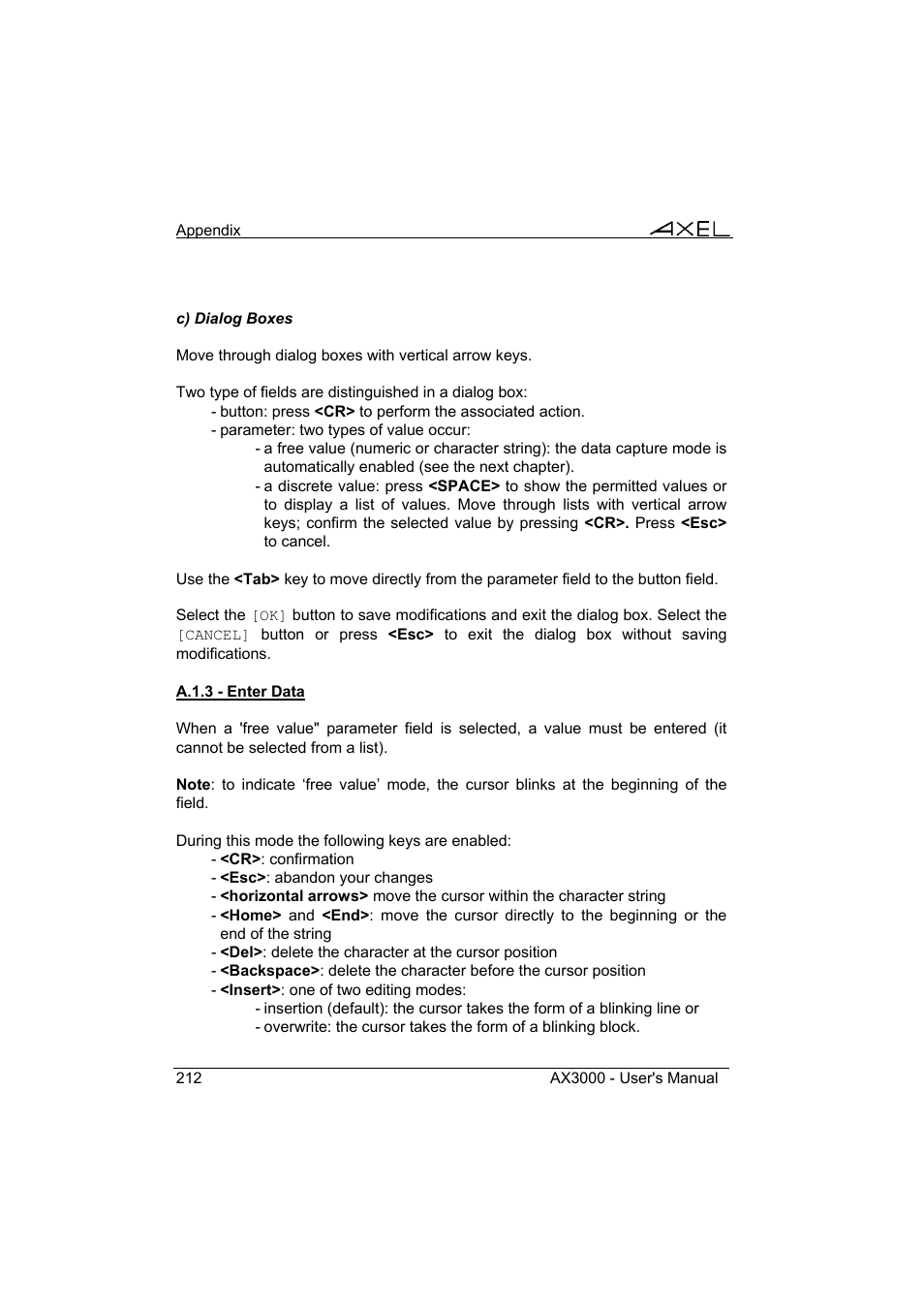 Axel AX3000 65 User's Manual User Manual | Page 224 / 276