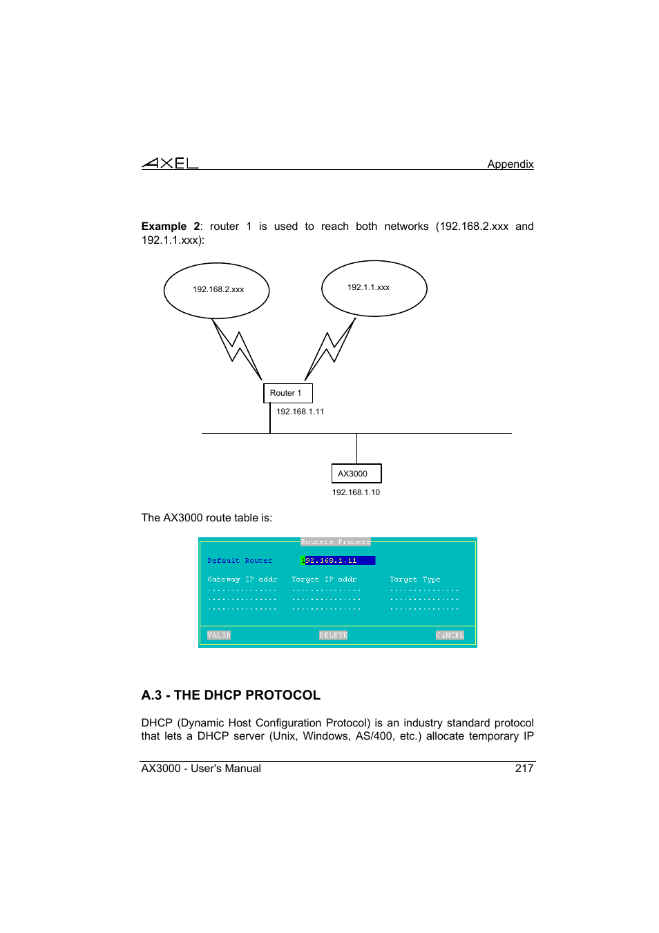 A.3 - the dhcp protocol | Axel AX3000 65 User's Manual User Manual | Page 229 / 276