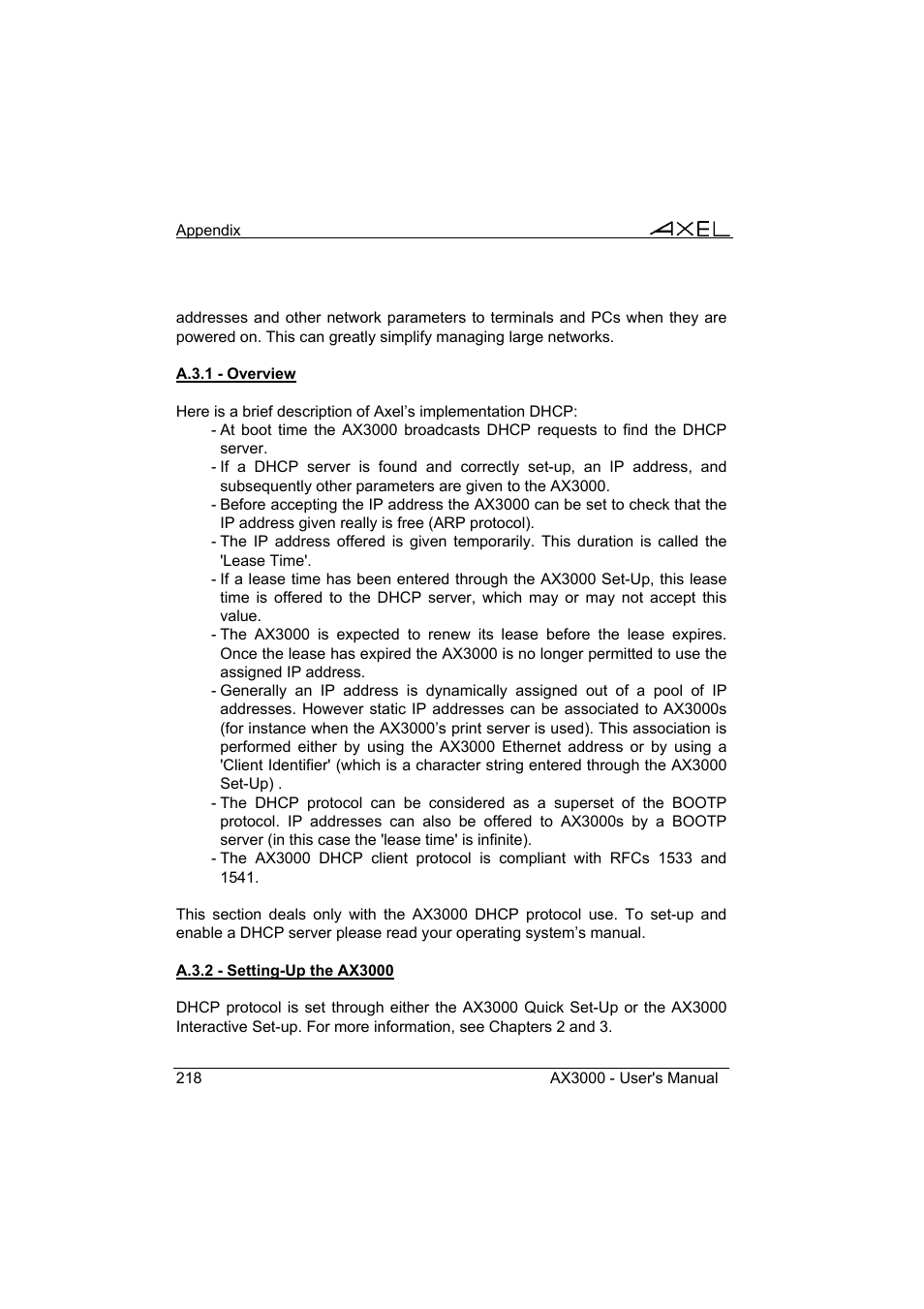 Axel AX3000 65 User's Manual User Manual | Page 230 / 276
