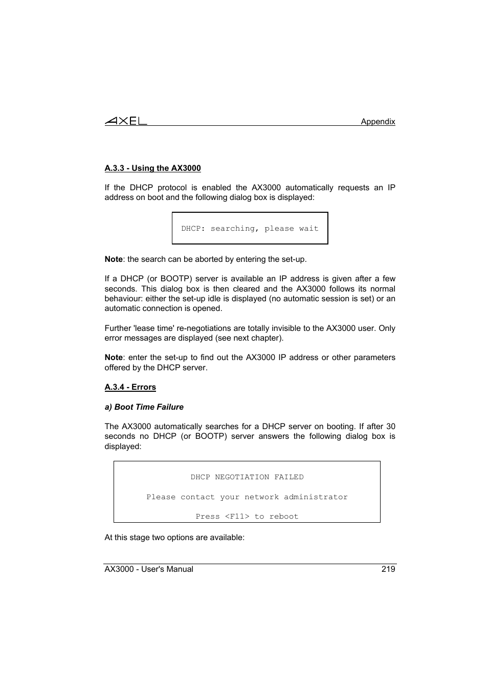 Axel AX3000 65 User's Manual User Manual | Page 231 / 276