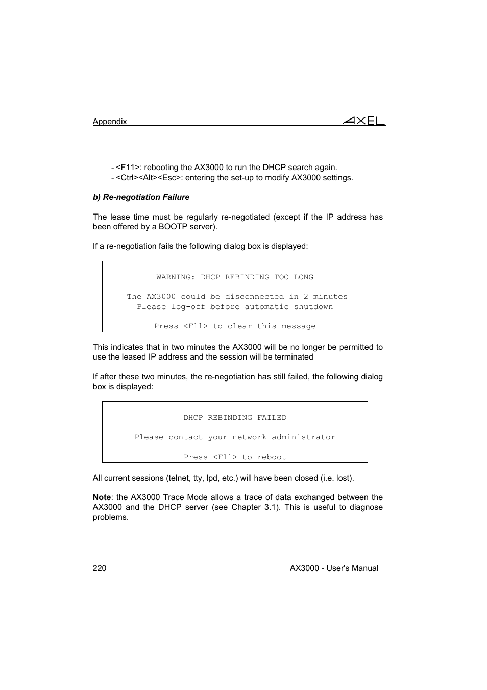 Axel AX3000 65 User's Manual User Manual | Page 232 / 276