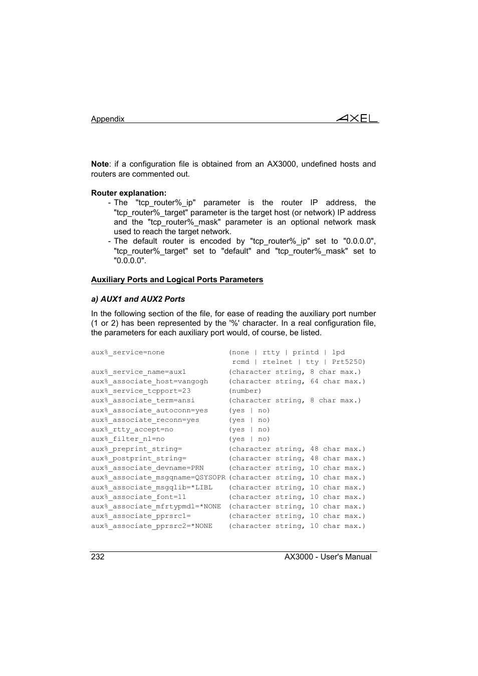 Axel AX3000 65 User's Manual User Manual | Page 244 / 276