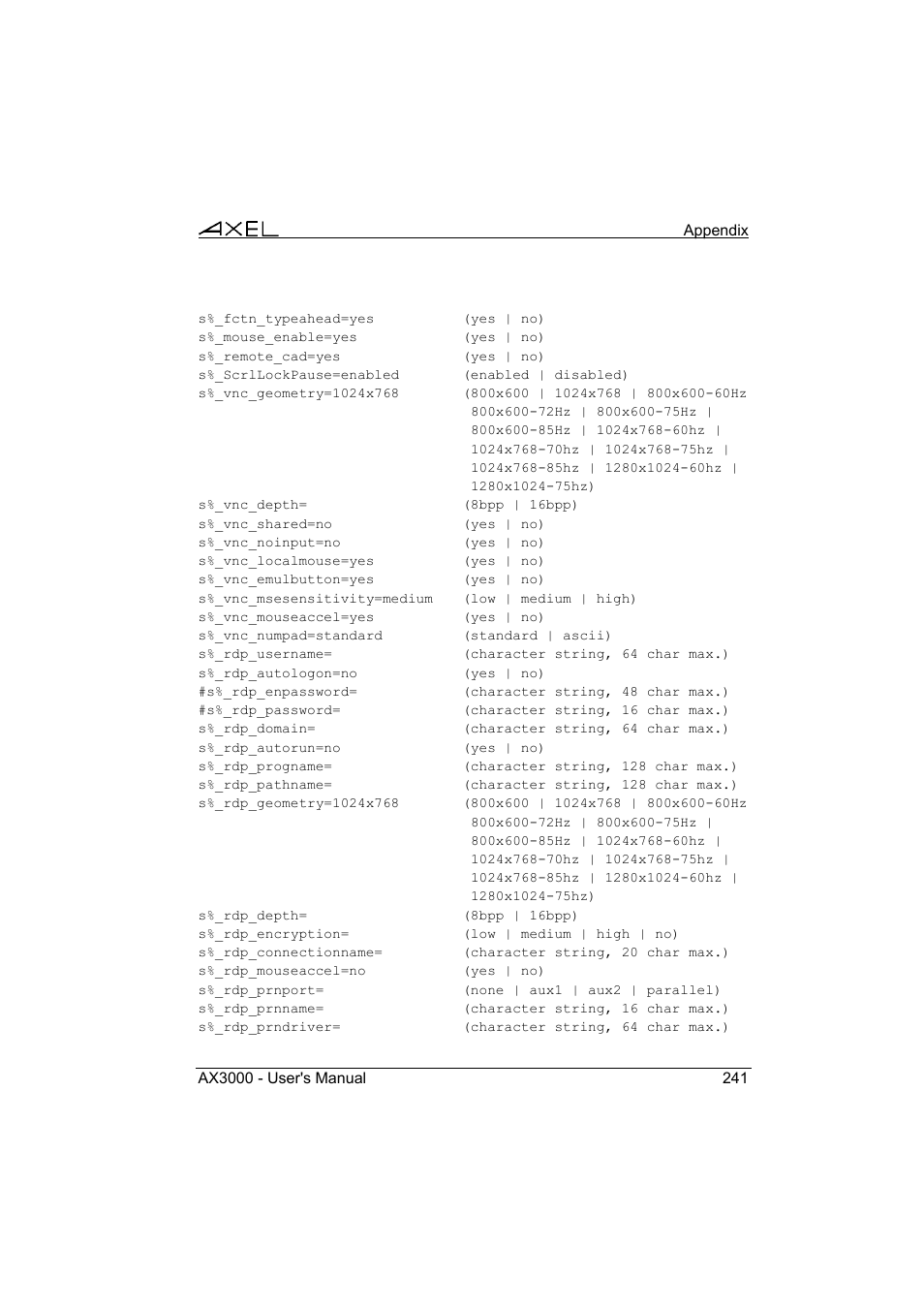 Axel AX3000 65 User's Manual User Manual | Page 253 / 276