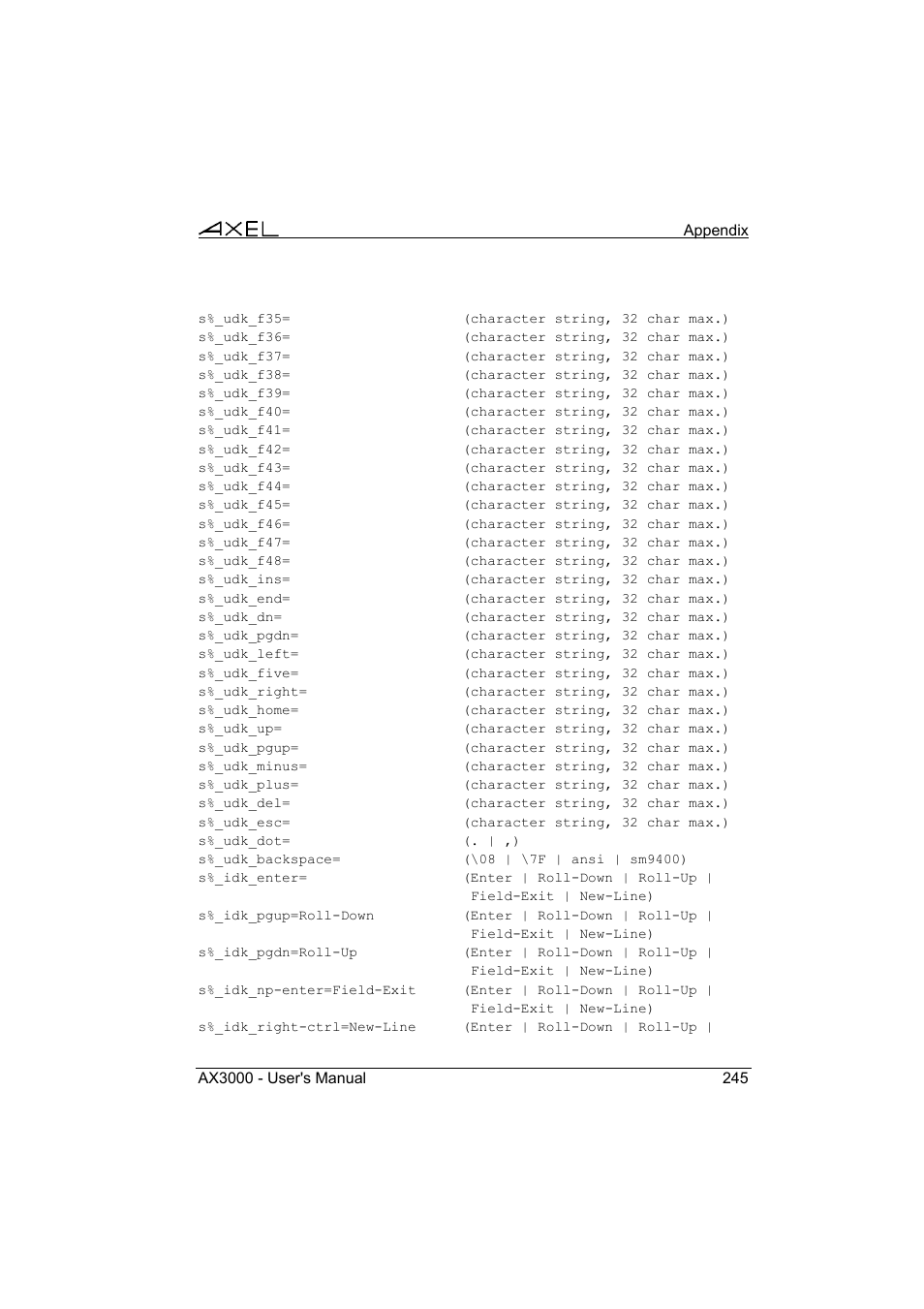 Axel AX3000 65 User's Manual User Manual | Page 257 / 276