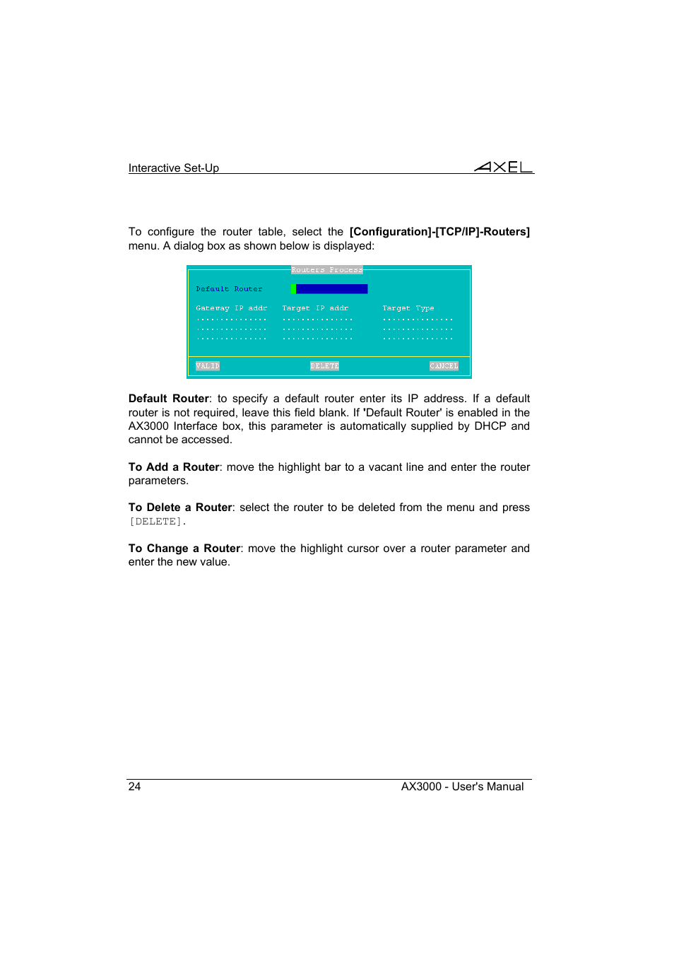 Axel AX3000 65 User's Manual User Manual | Page 36 / 276