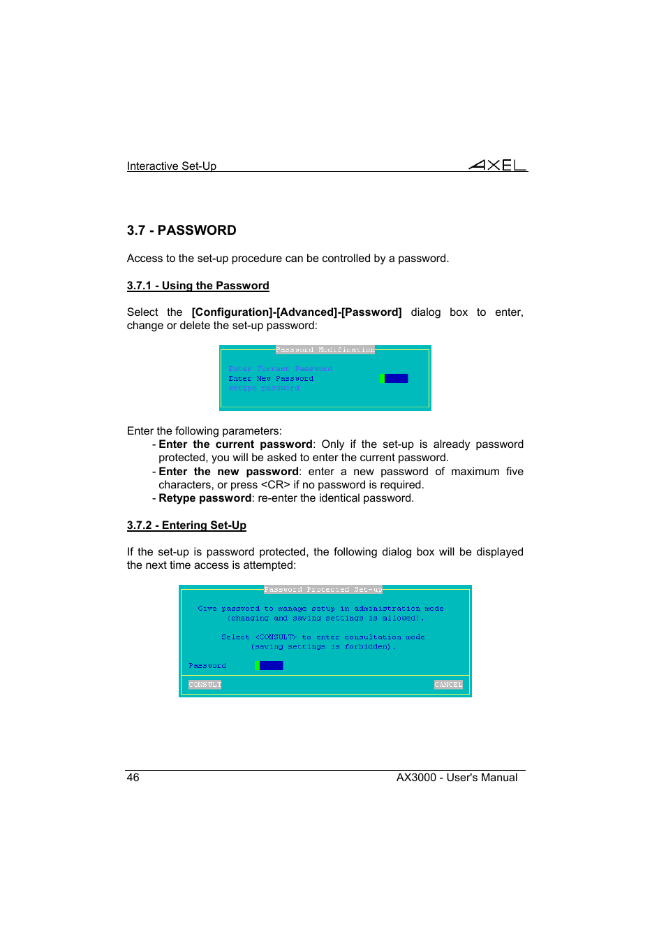 Axel AX3000 65 User's Manual User Manual | Page 58 / 276