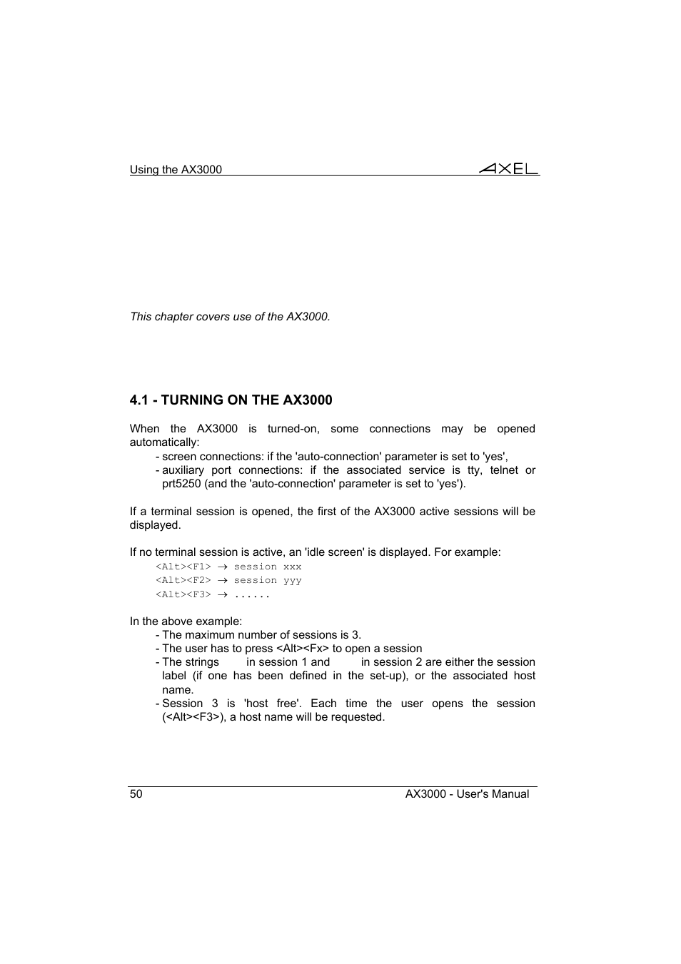 Axel AX3000 65 User's Manual User Manual | Page 62 / 276