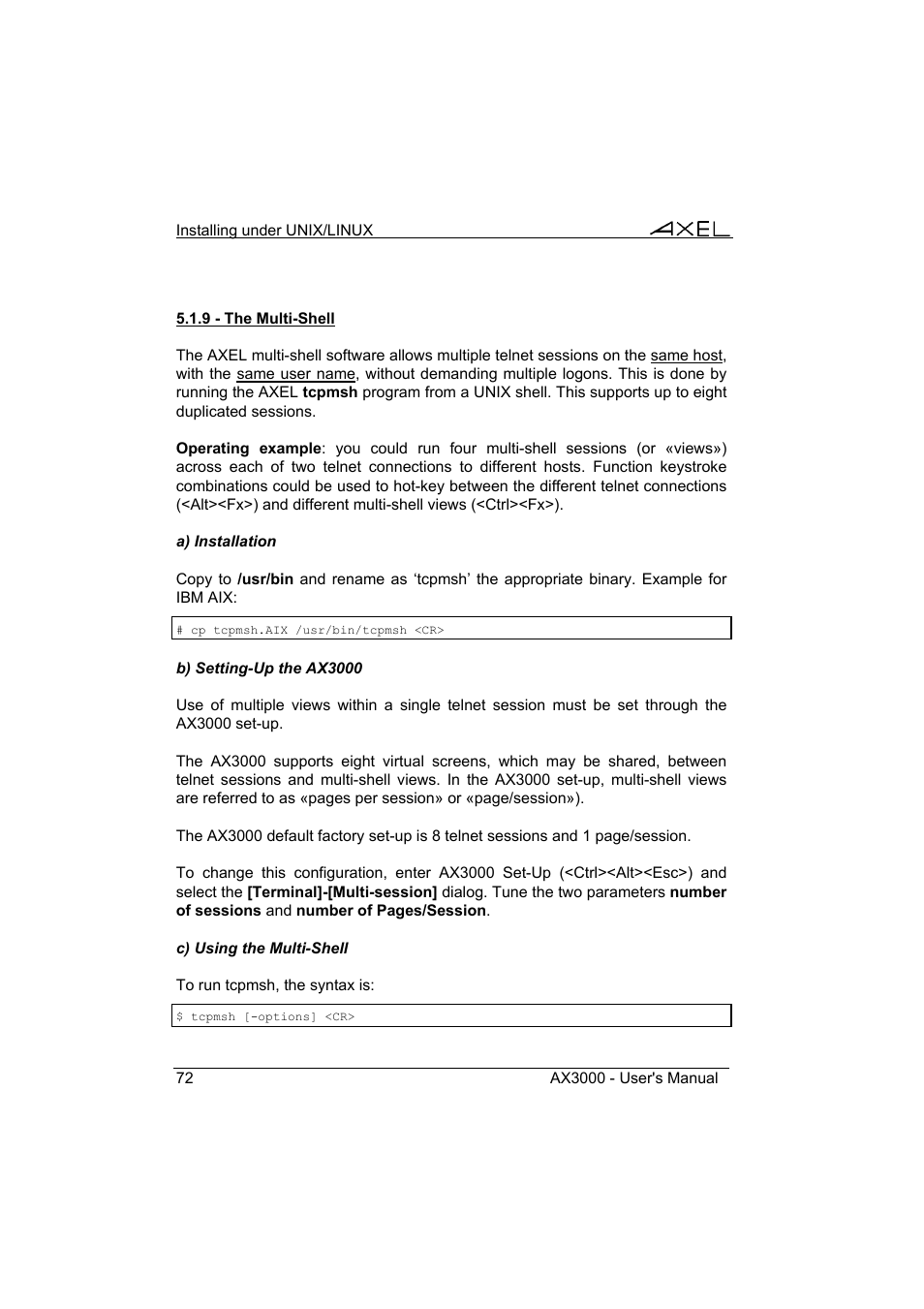 Axel AX3000 65 User's Manual User Manual | Page 84 / 276