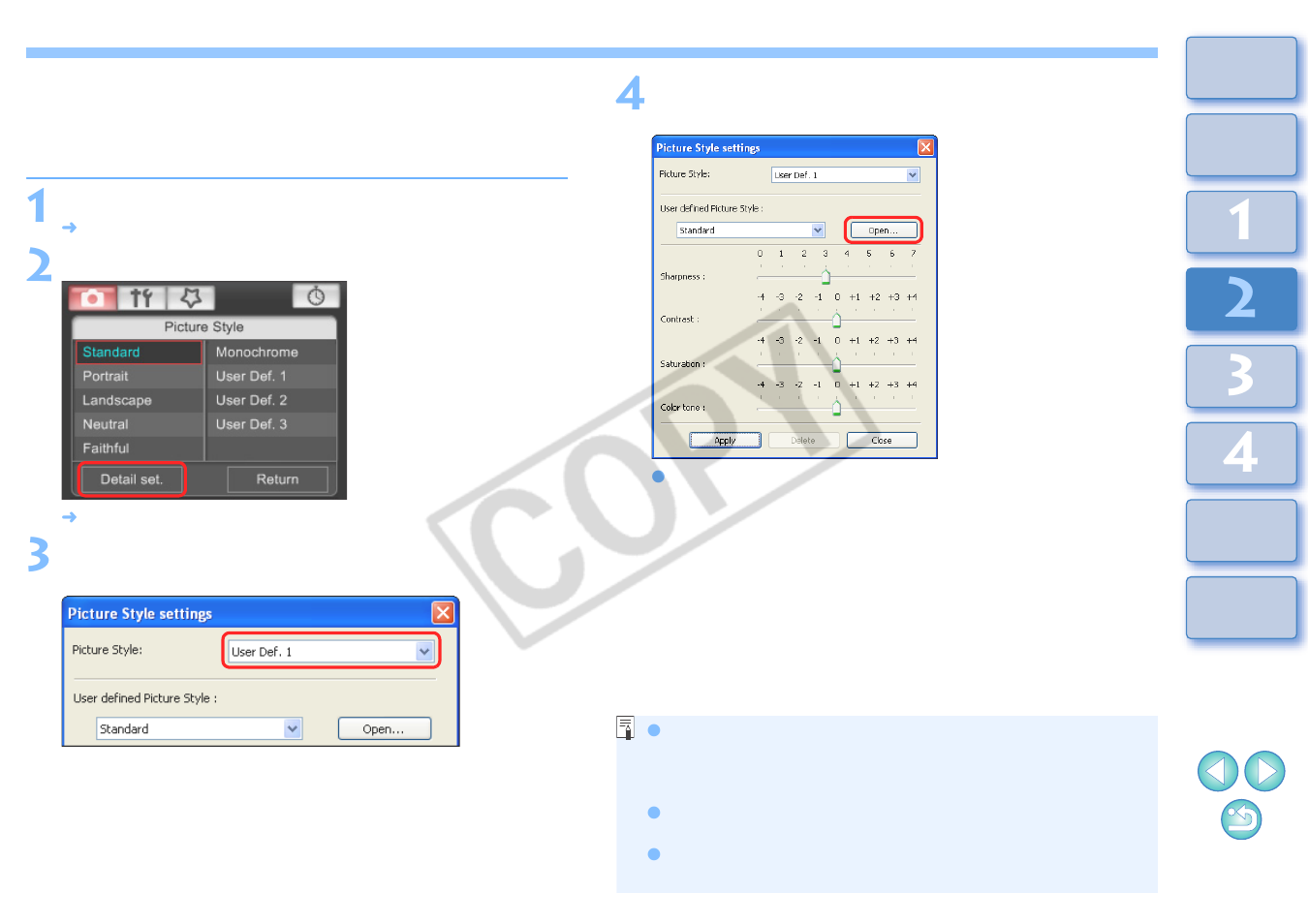 P.18, Applying picture style files to the camera | Canon 2.2 User Manual | Page 19 / 54