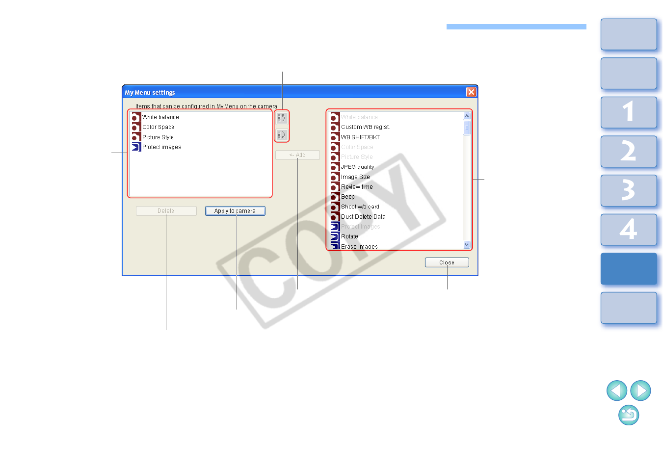 List of my menu settings window functions, P.47 | Canon 2.2 User Manual | Page 48 / 54