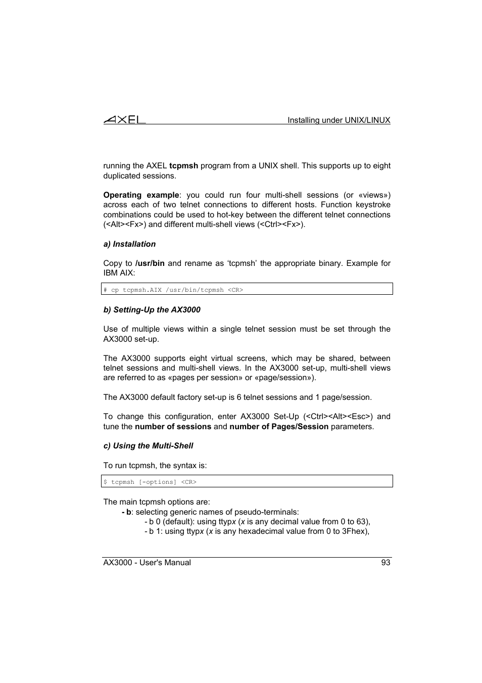 Axel AX3000 65 User's Manual - firmware 0632 User Manual | Page 107 / 298