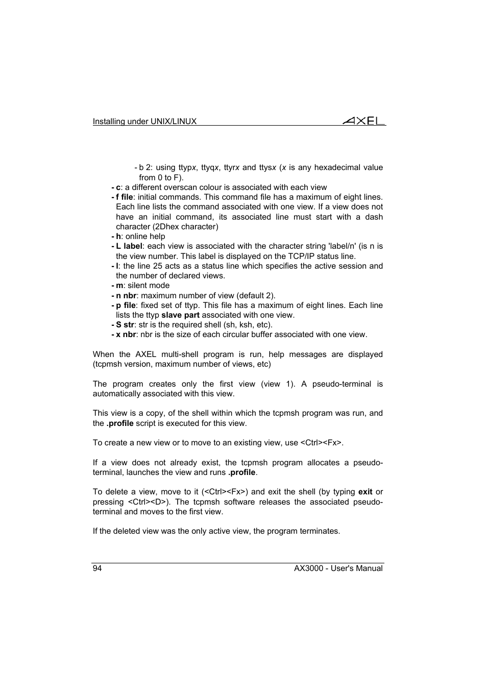 Axel AX3000 65 User's Manual - firmware 0632 User Manual | Page 108 / 298