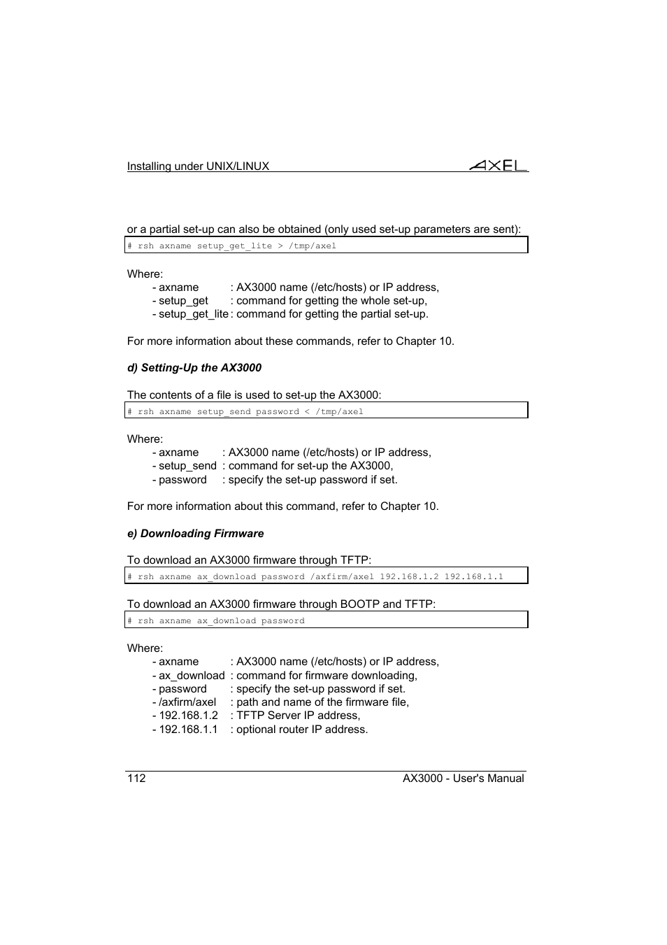 Axel AX3000 65 User's Manual - firmware 0632 User Manual | Page 126 / 298