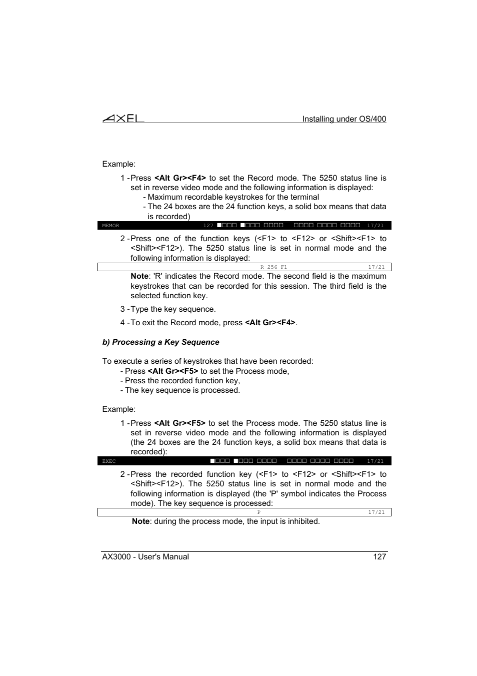 Axel AX3000 65 User's Manual - firmware 0632 User Manual | Page 141 / 298