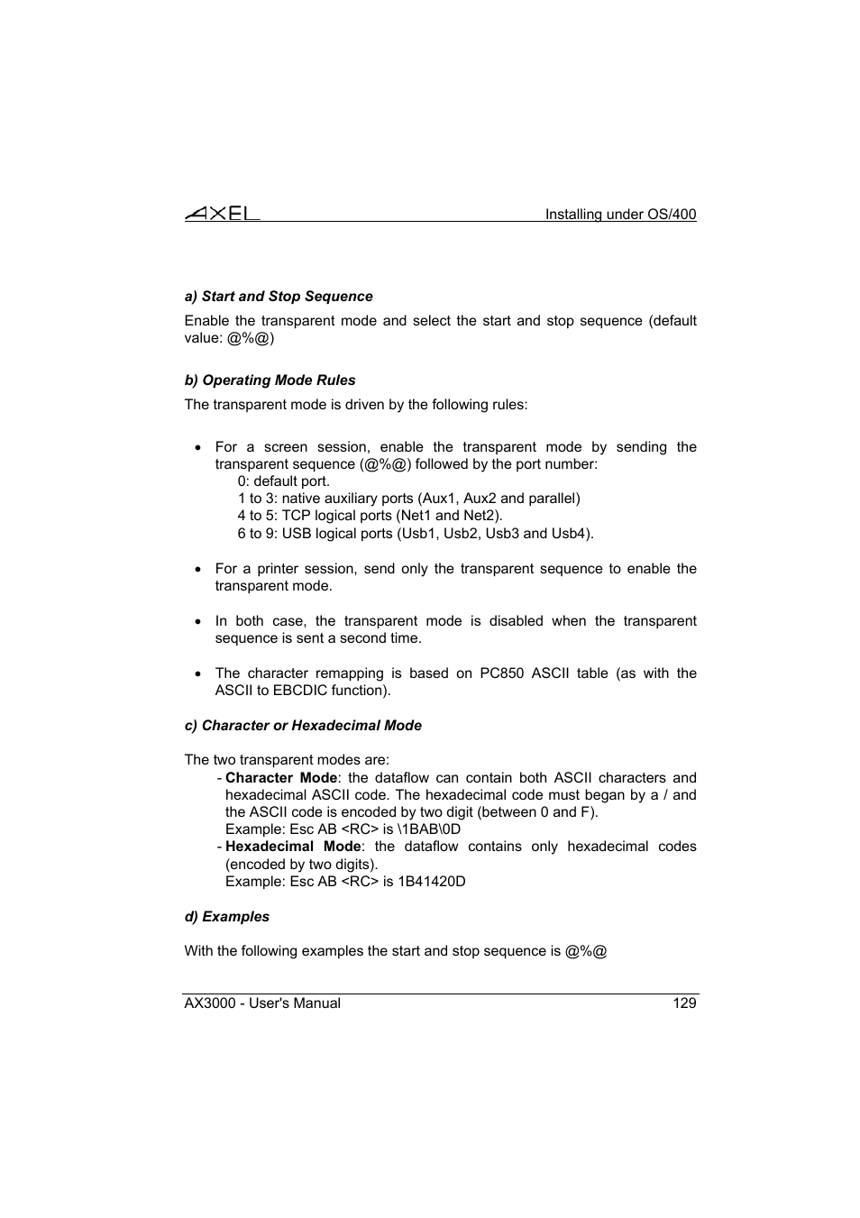 Axel AX3000 65 User's Manual - firmware 0632 User Manual | Page 143 / 298