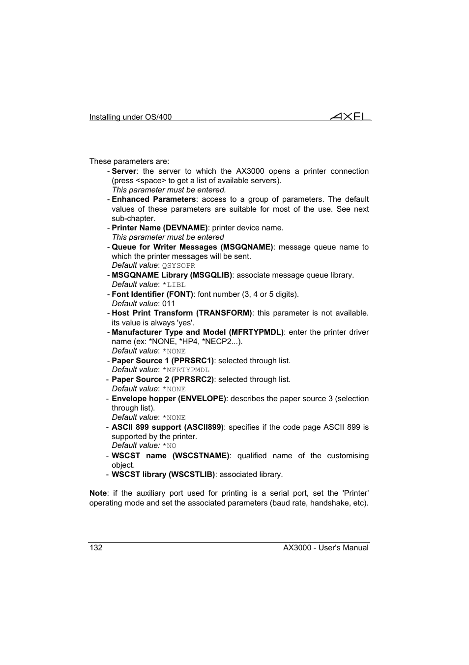 Axel AX3000 65 User's Manual - firmware 0632 User Manual | Page 146 / 298