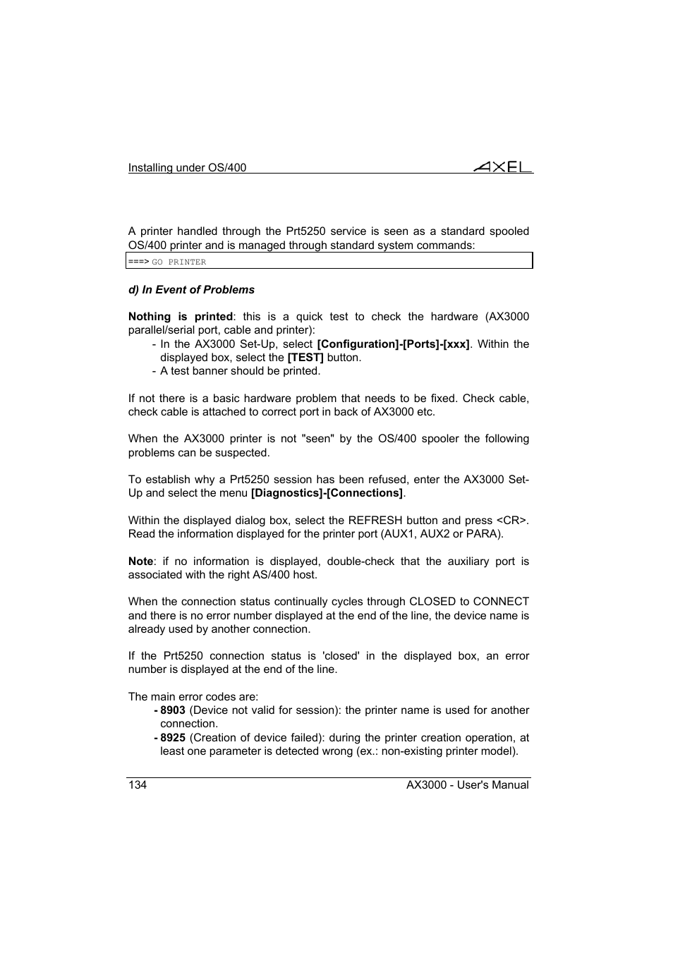 Axel AX3000 65 User's Manual - firmware 0632 User Manual | Page 148 / 298