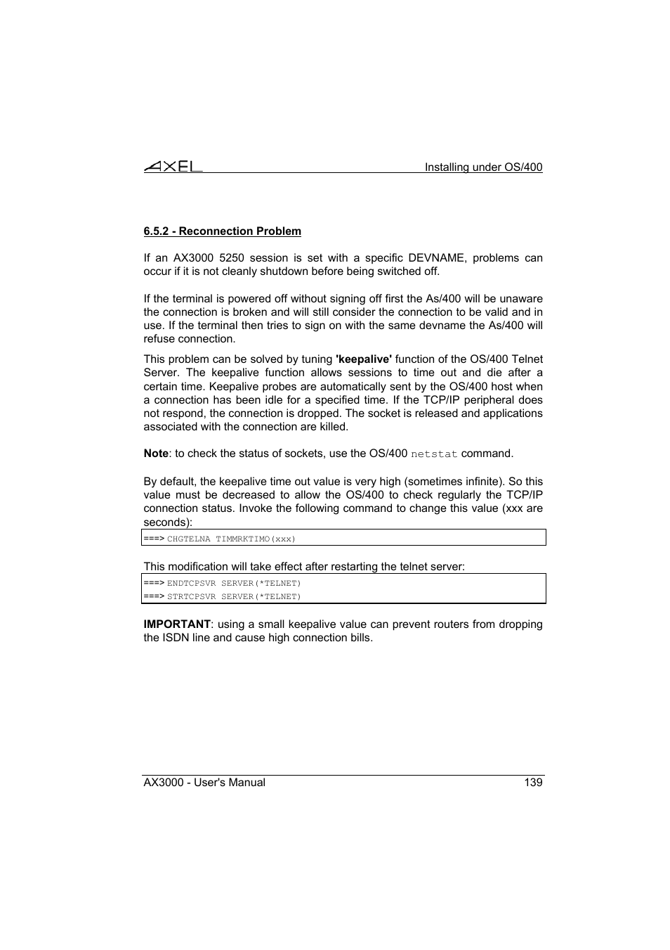 Axel AX3000 65 User's Manual - firmware 0632 User Manual | Page 153 / 298