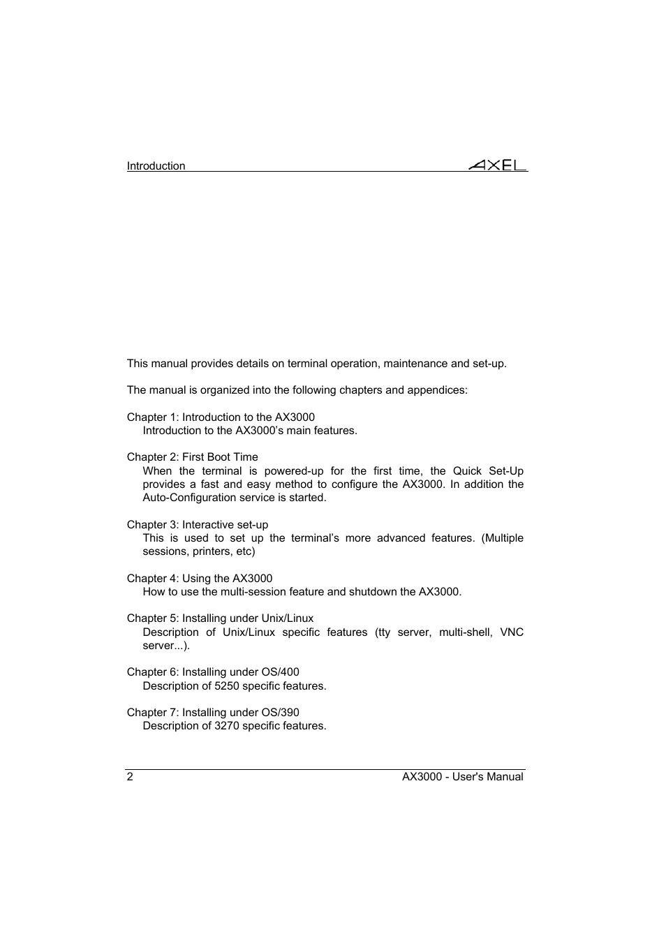 Axel AX3000 65 User's Manual - firmware 0632 User Manual | Page 16 / 298