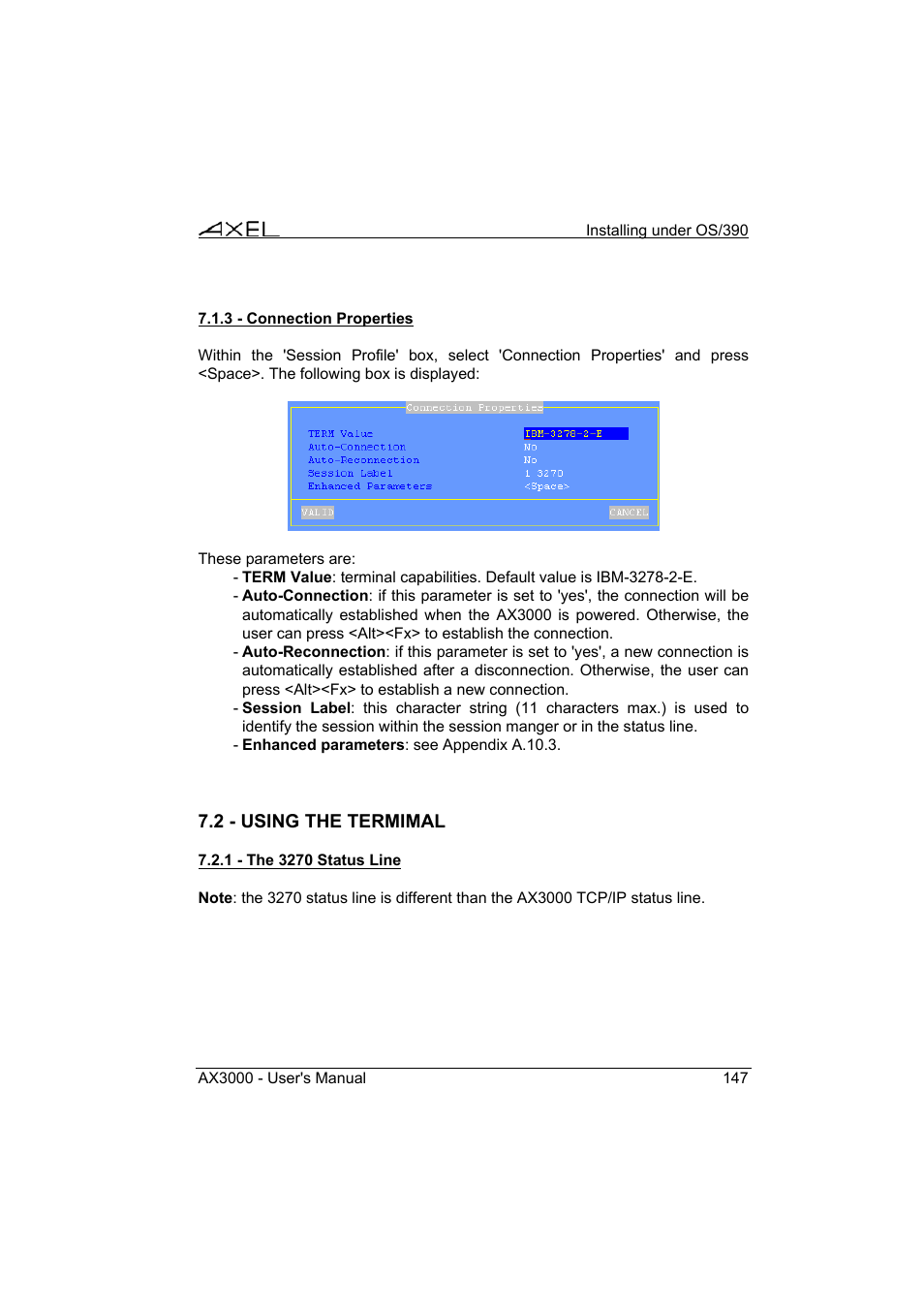 Axel AX3000 65 User's Manual - firmware 0632 User Manual | Page 161 / 298
